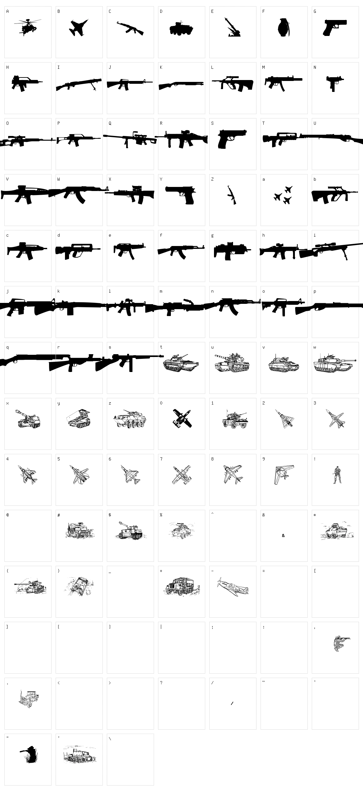 Army Weapons TFB Character Set