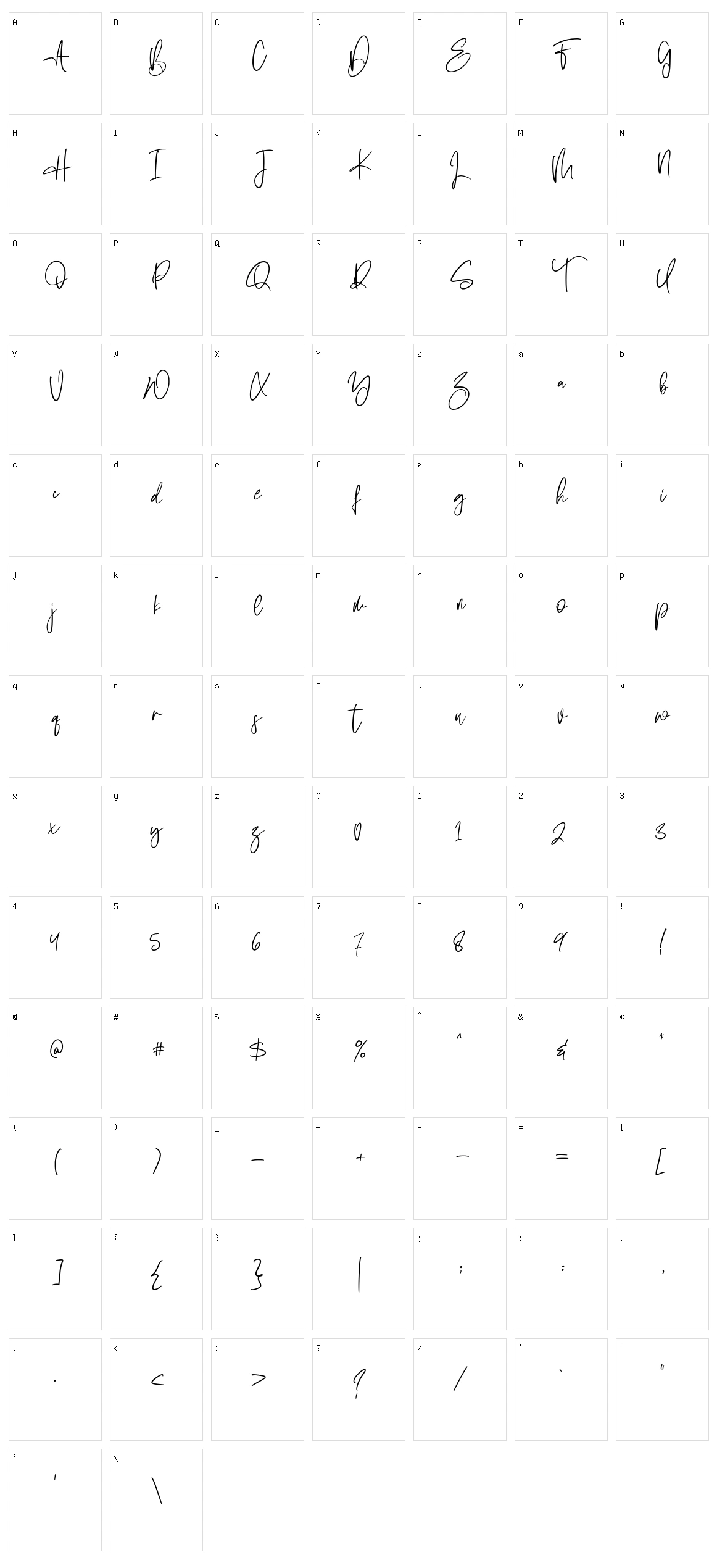 Sabina Angellica Character Set