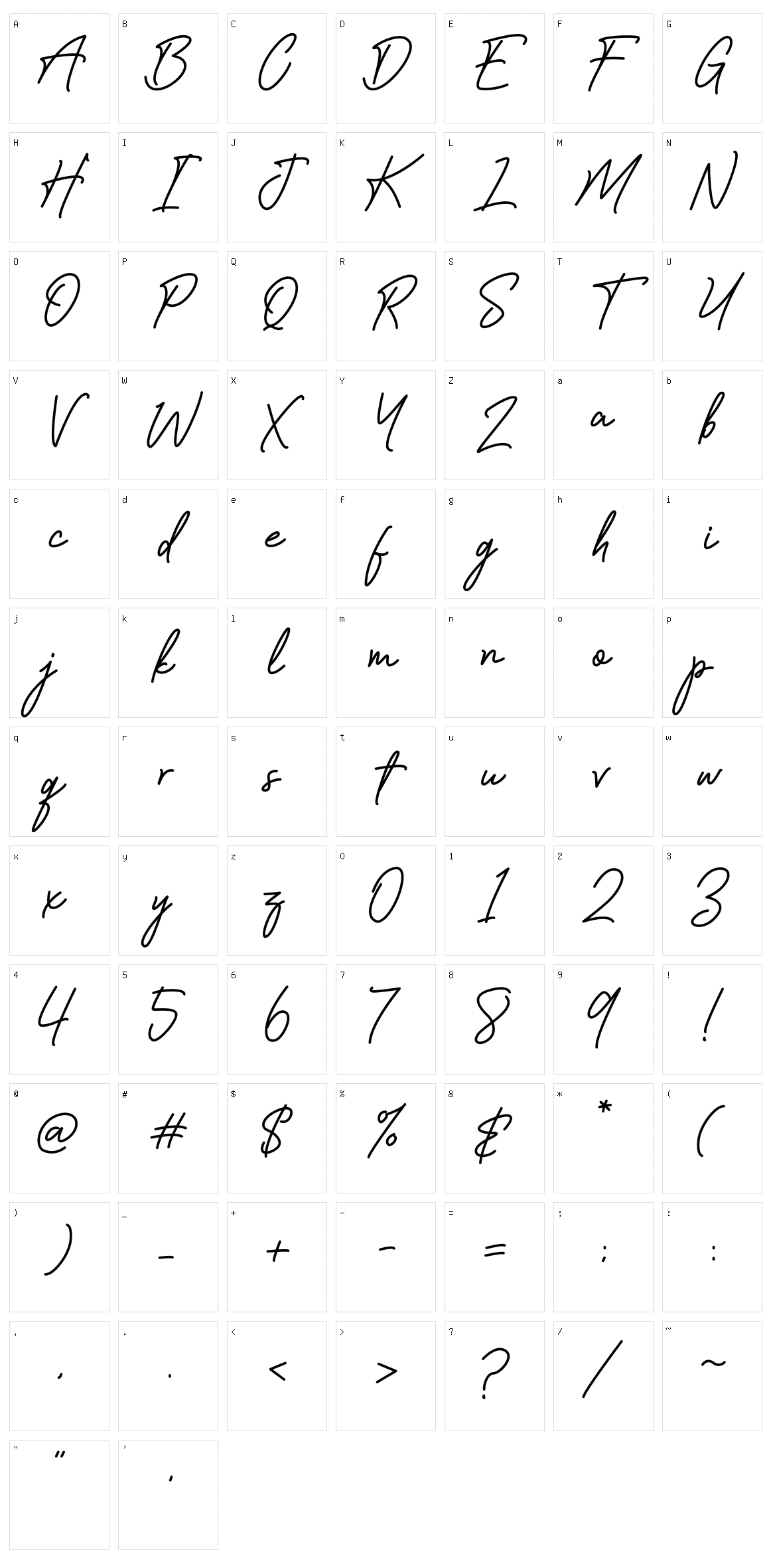 Sadwell Character Set