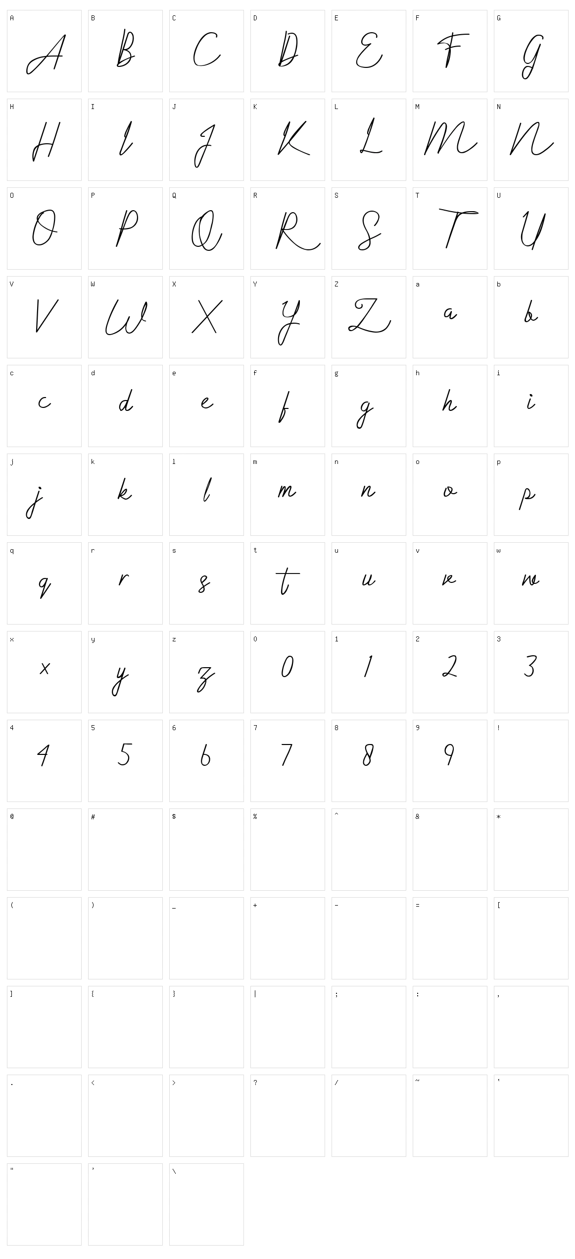 Sallmira Character Set