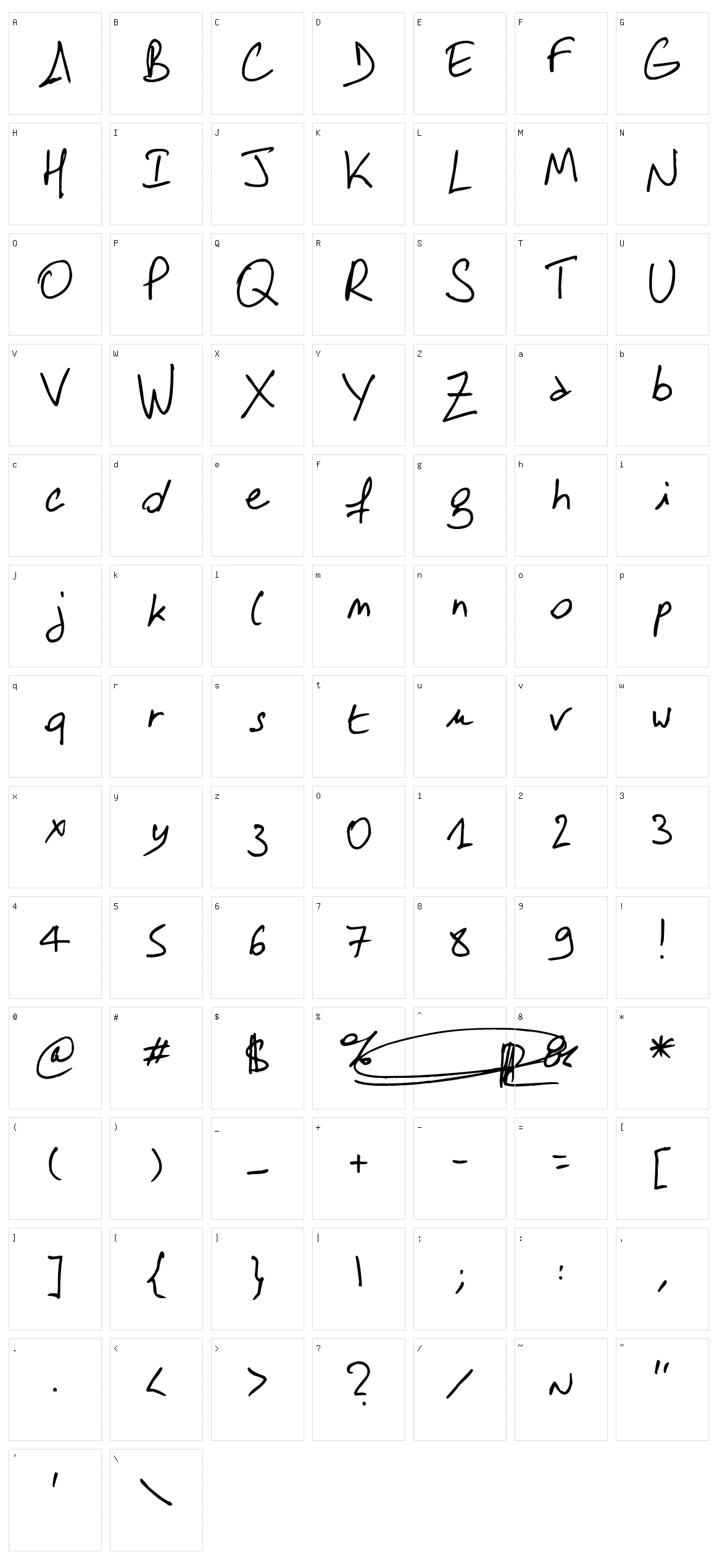 SamDam Character Set