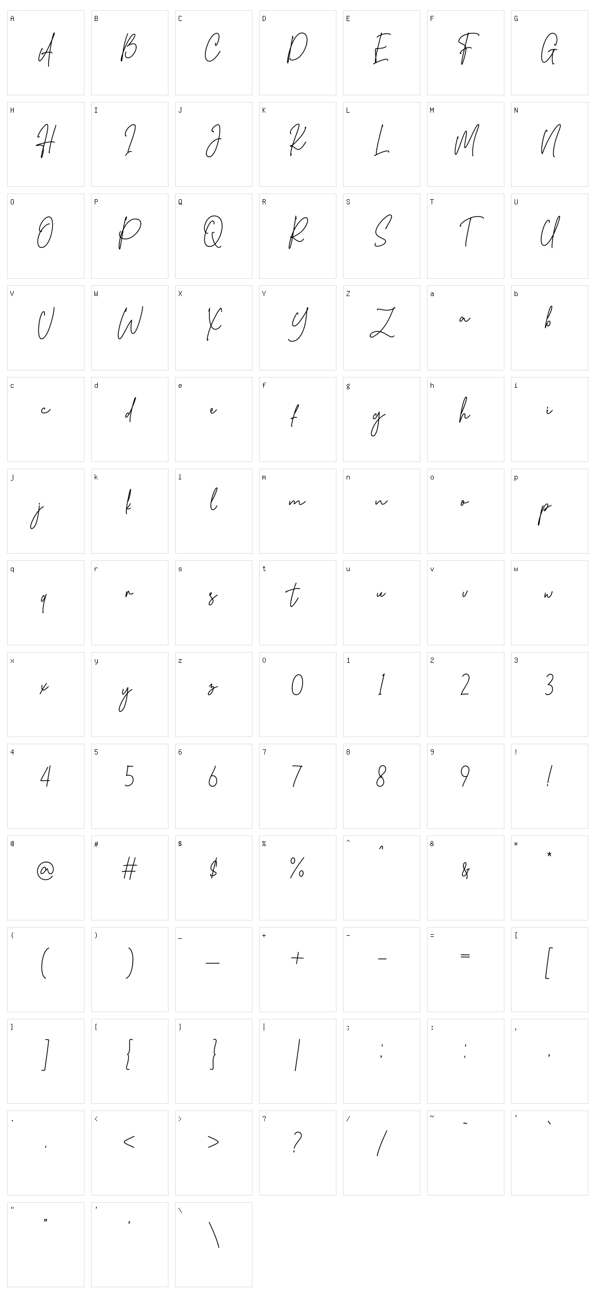 Sansburg Signature Character Set