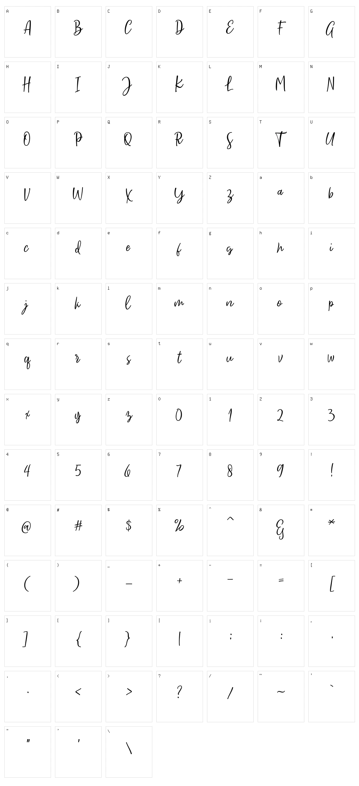 Sarmilla Script Character Set