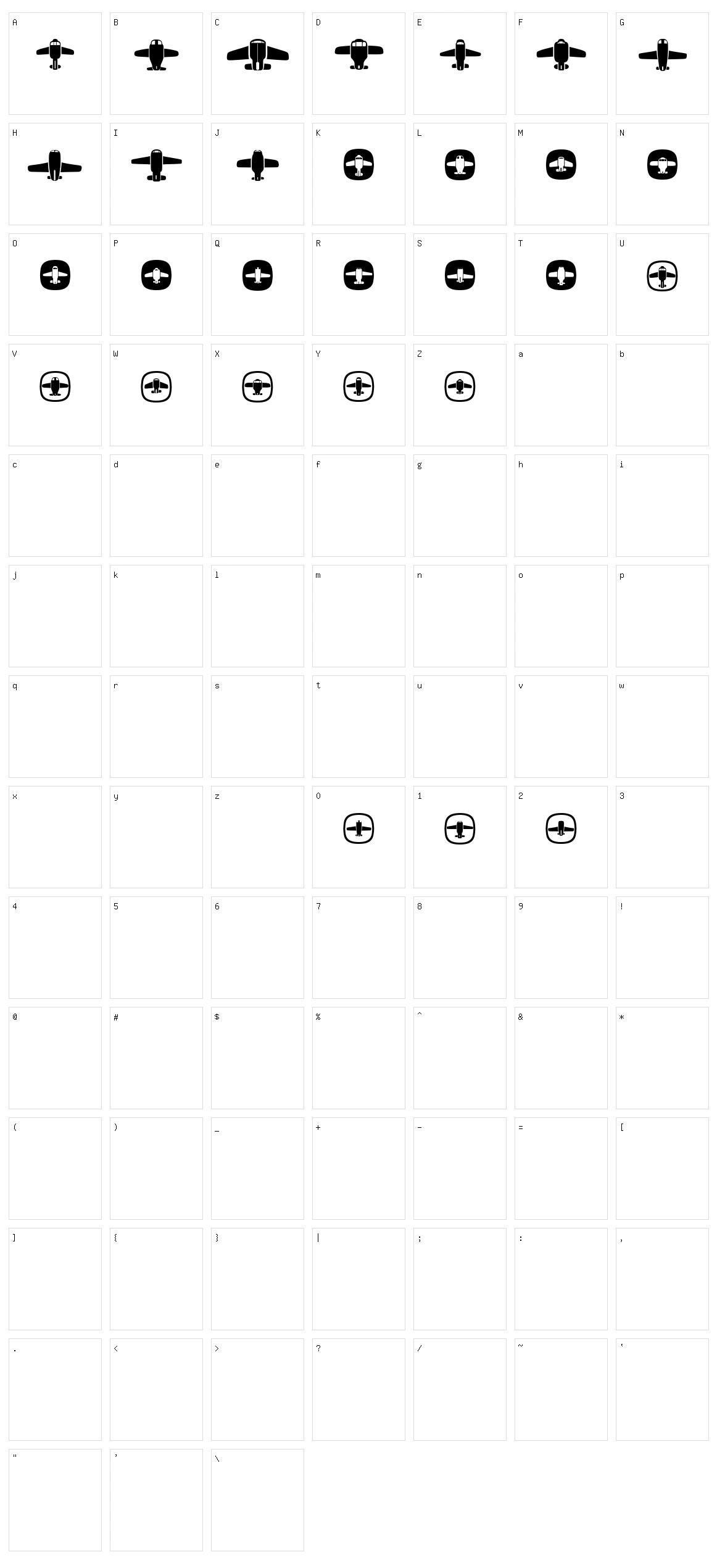 Airplanes Character Set