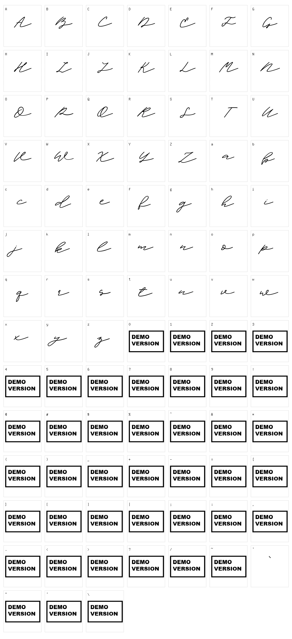 Scandilover Script Character Set