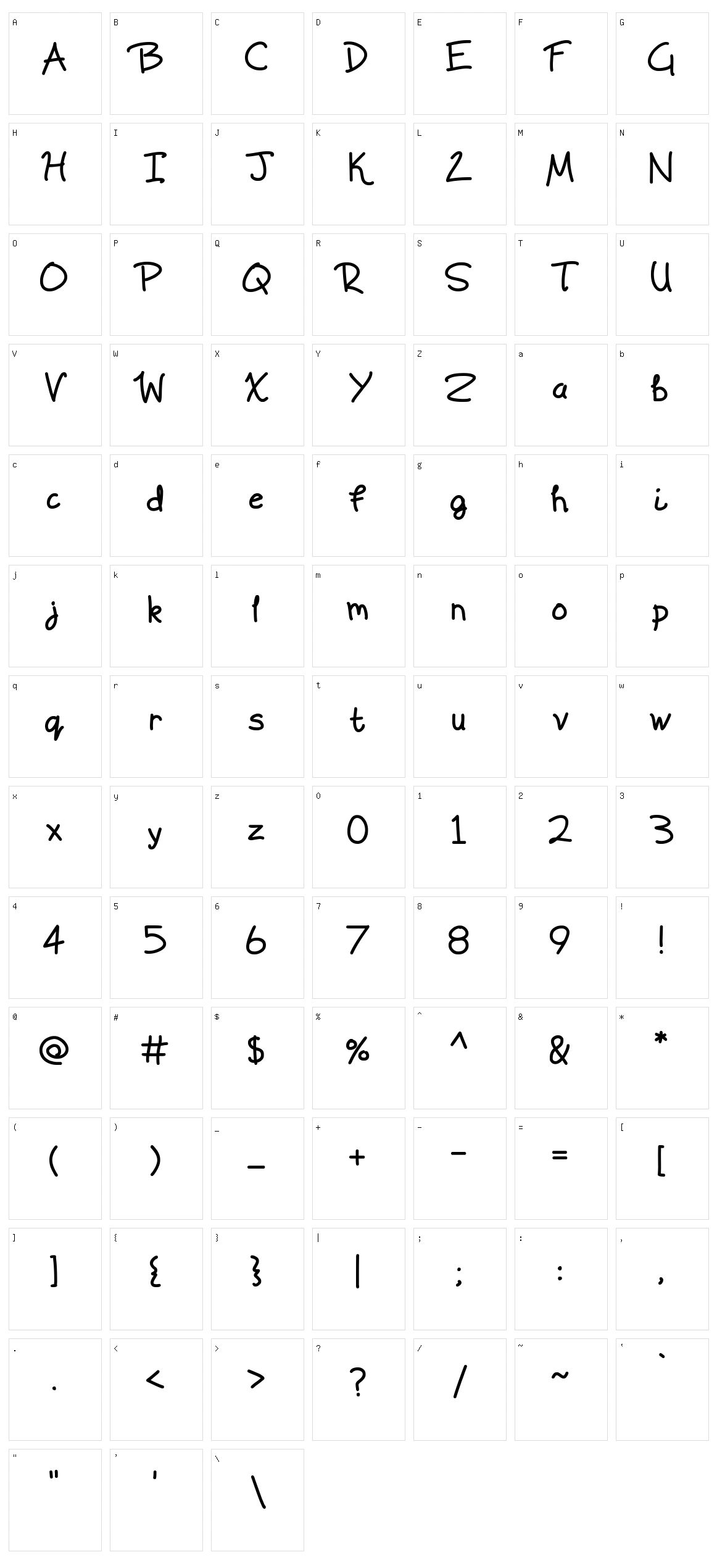 Scrawling Pad Character Set