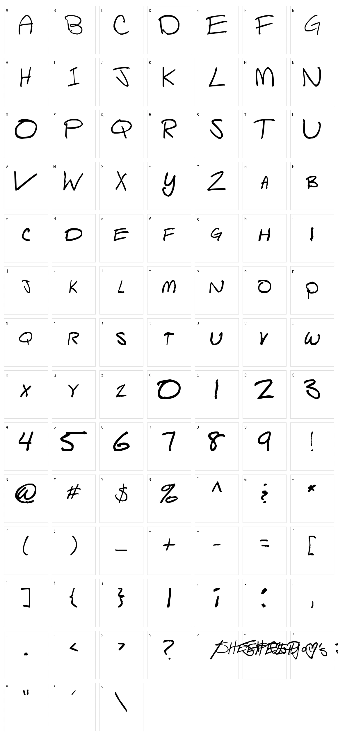 Script of Sheep Character Set