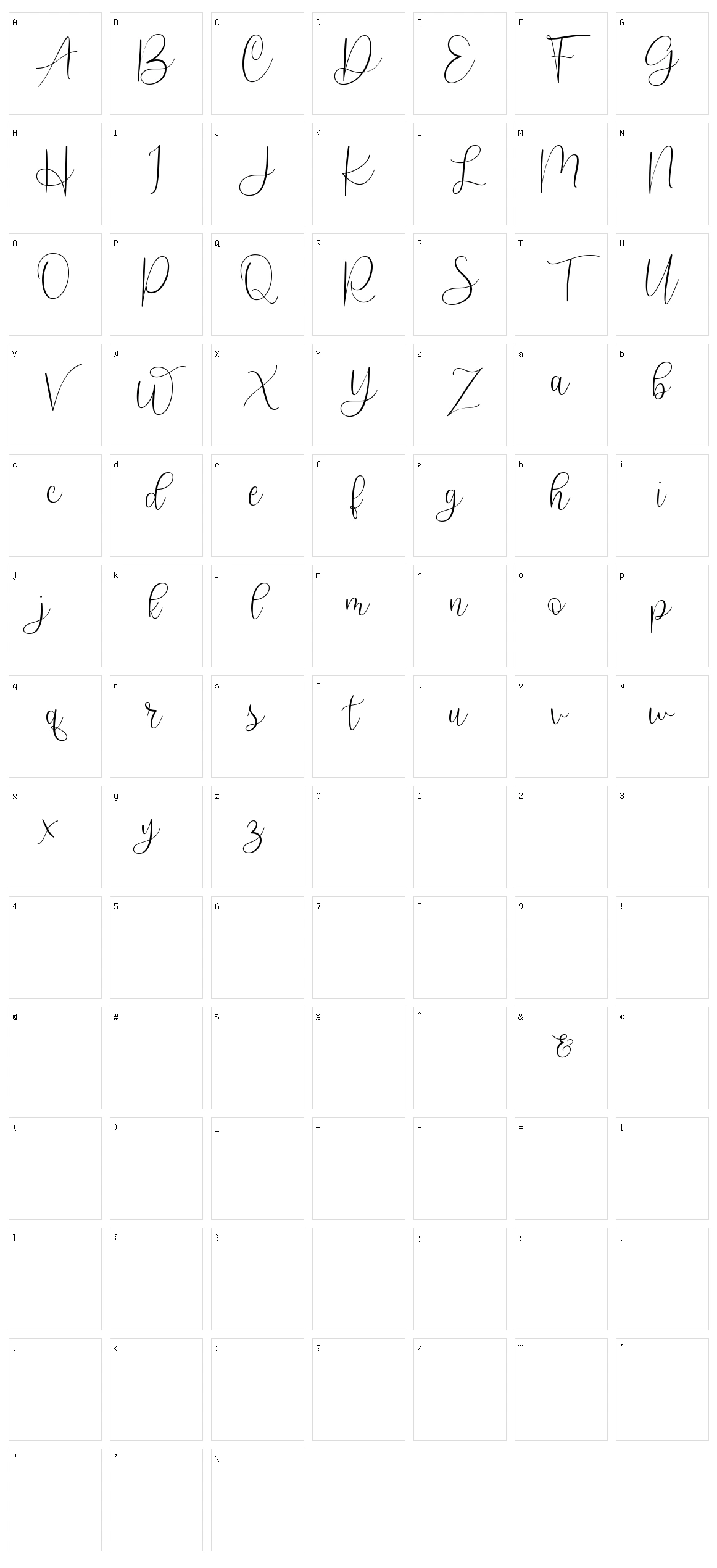 Scriptys Character Set