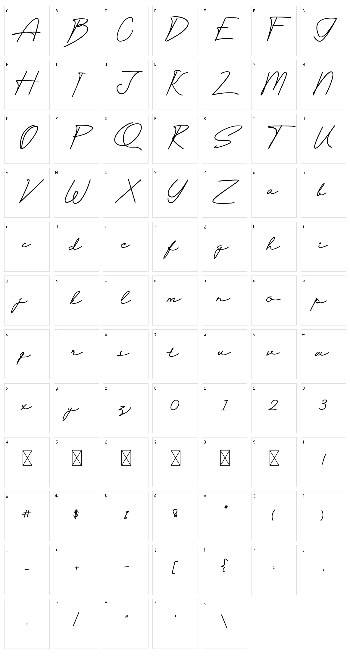 Selfiana Tre Character Set