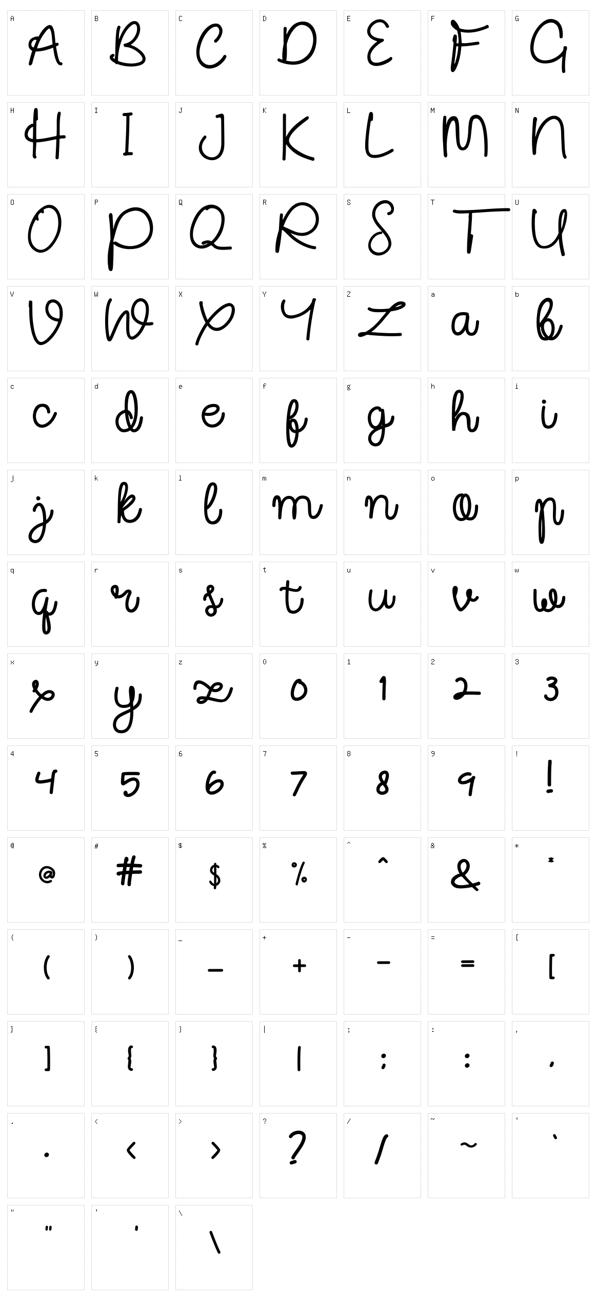 Sellia Character Set