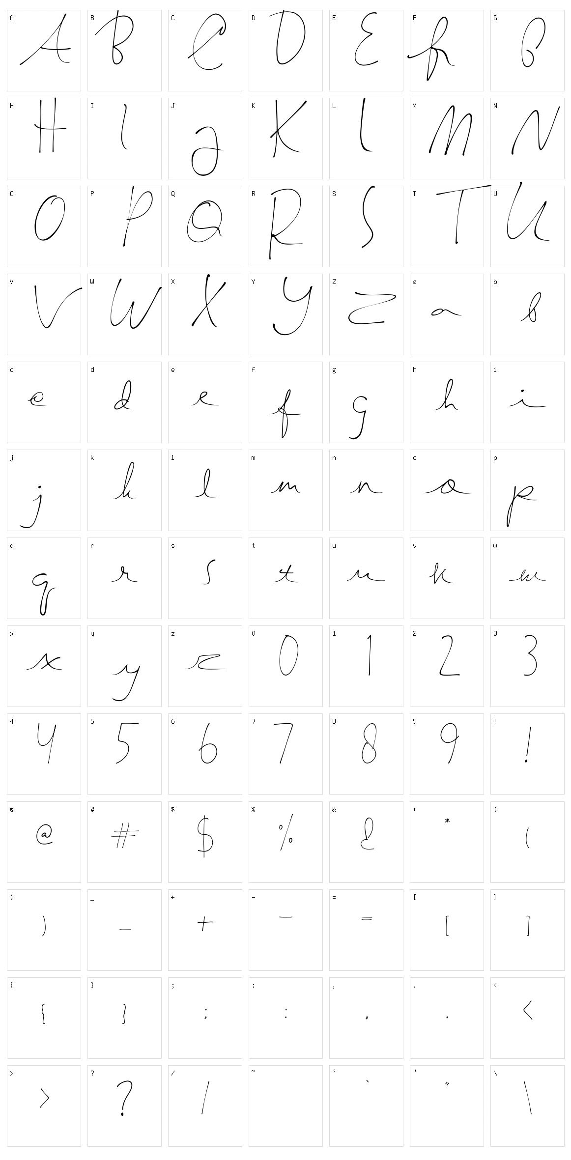Semayane Handwriting Character Set
