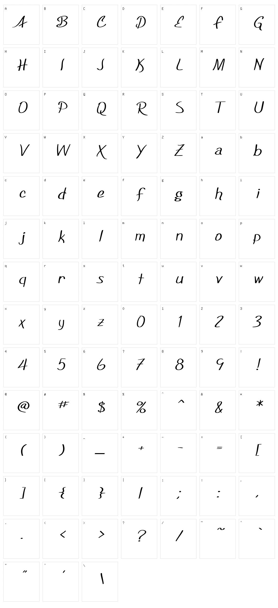 SF Foxboro Script Character Set