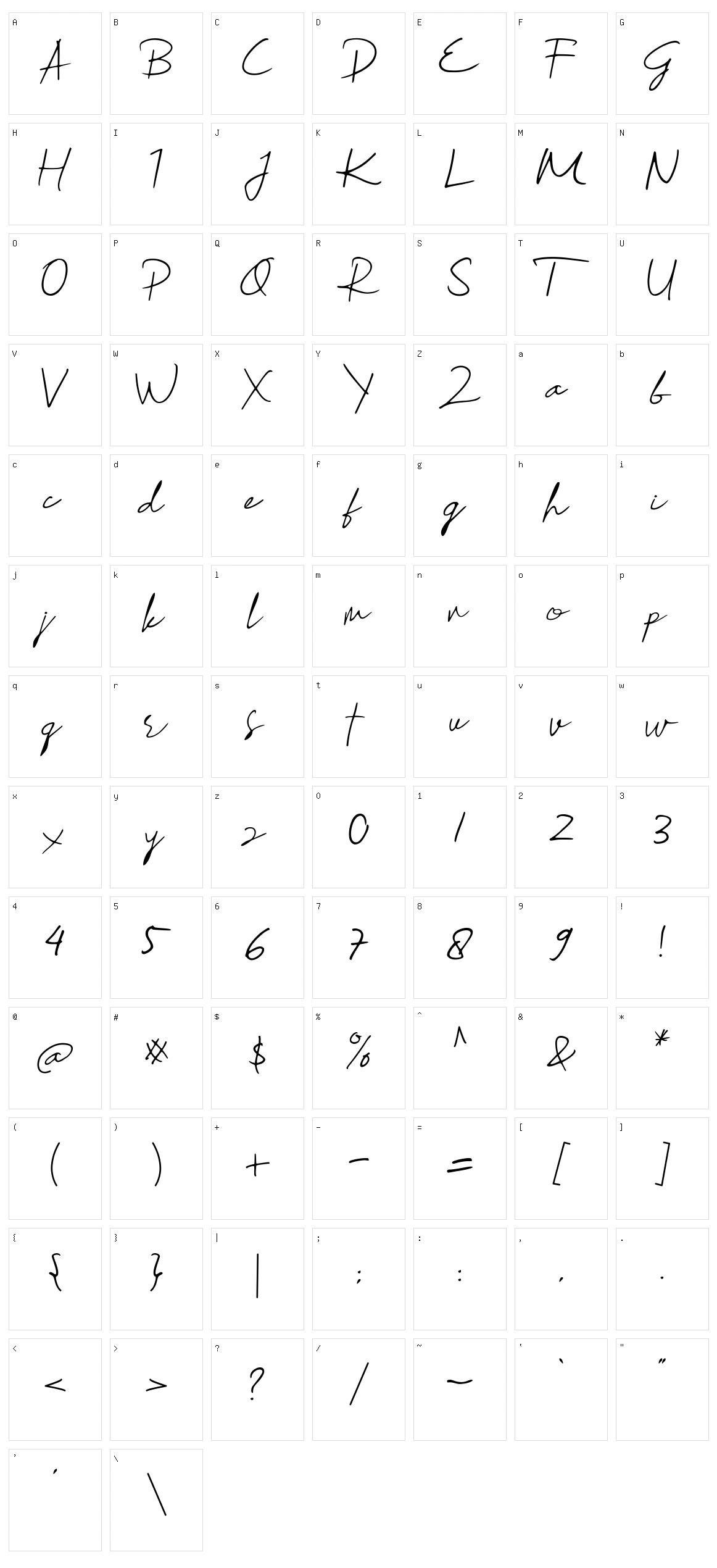 Sharifa Character Set