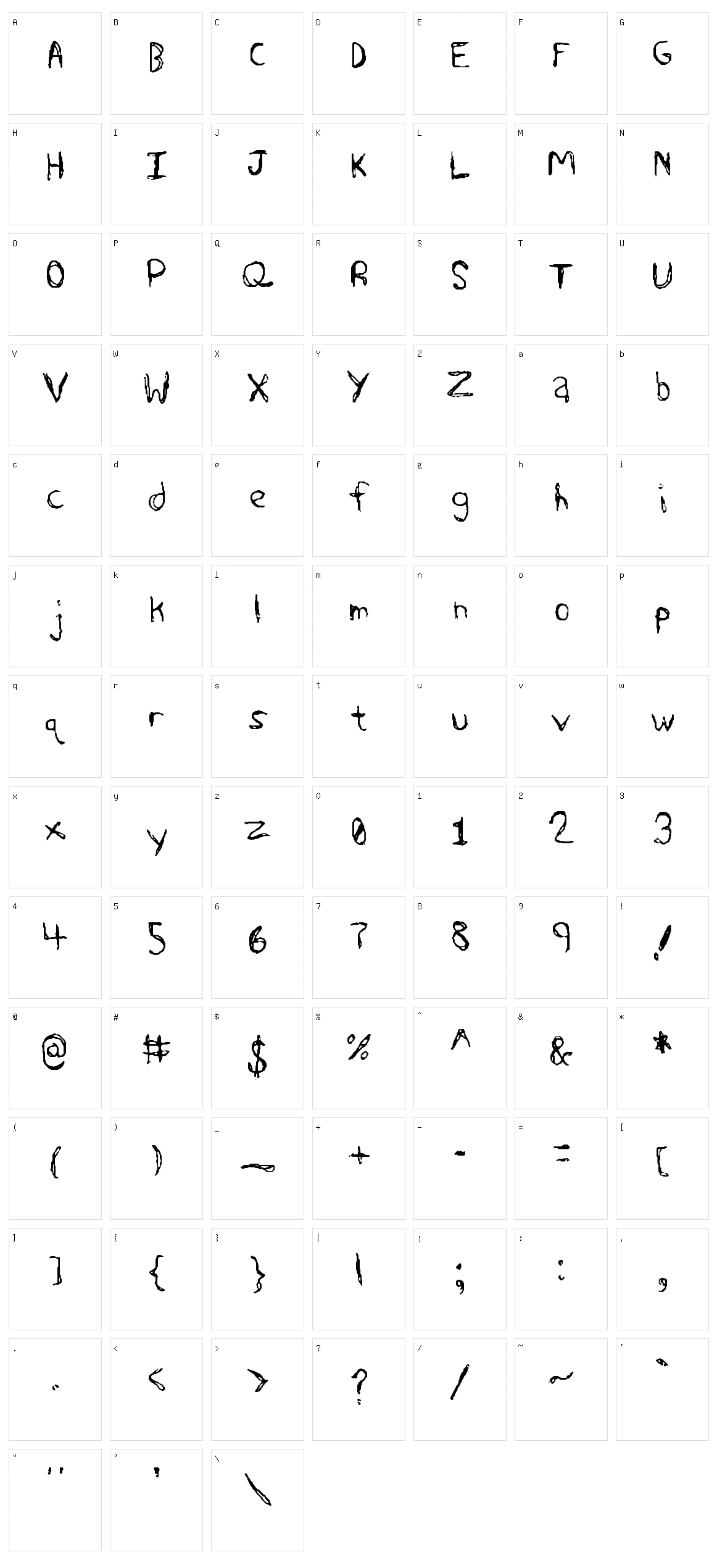 Sharkscribble Character Set