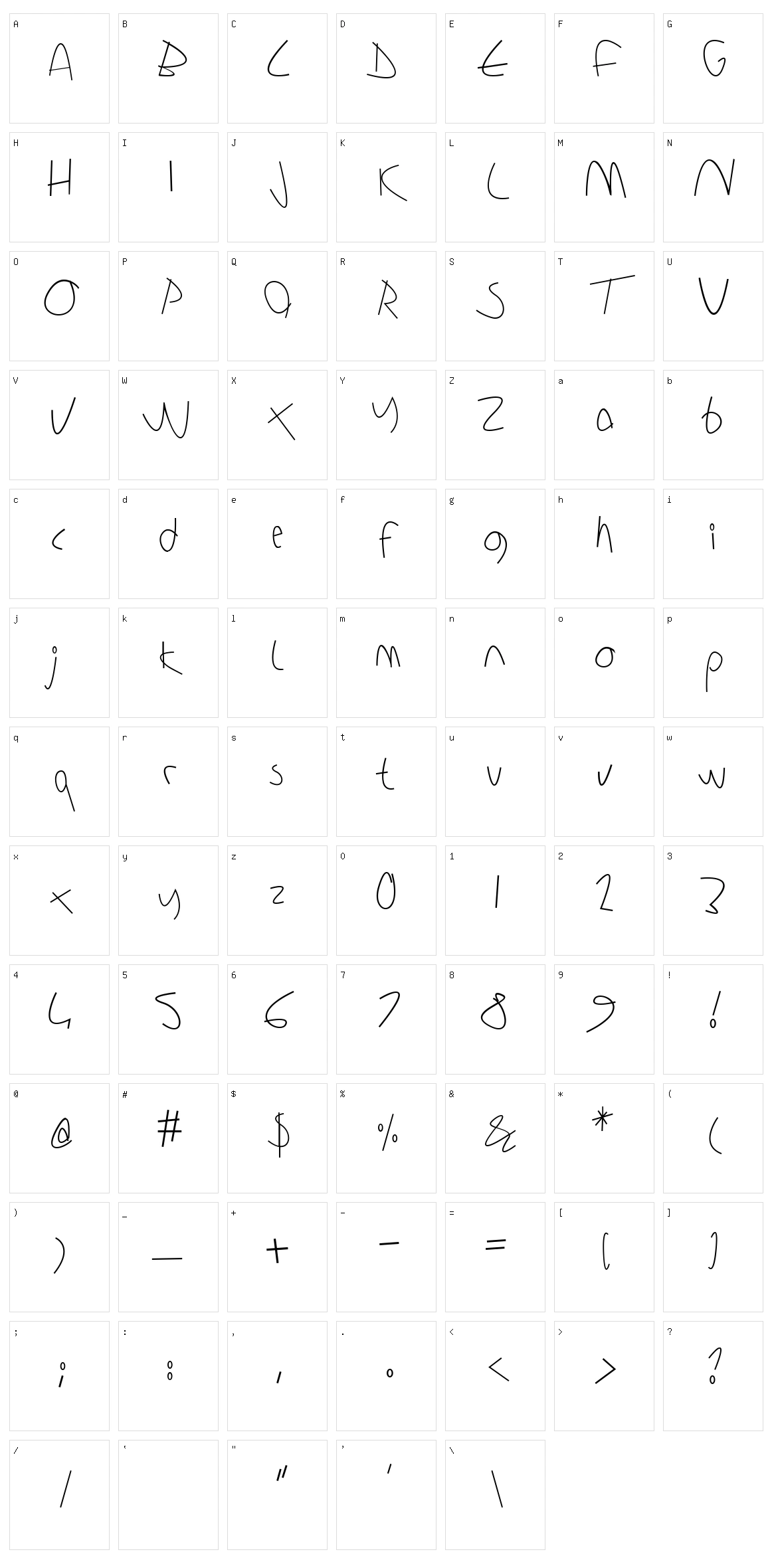 Sharon Lipschutz Handwriting Character Set