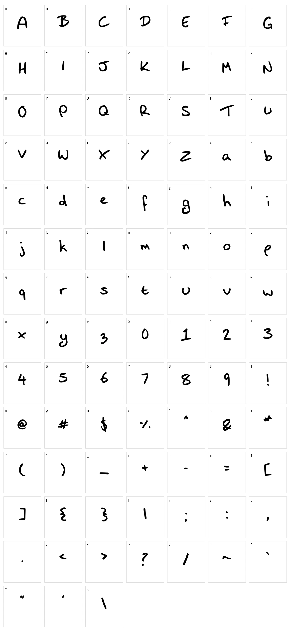 Shazi Hand Character Set