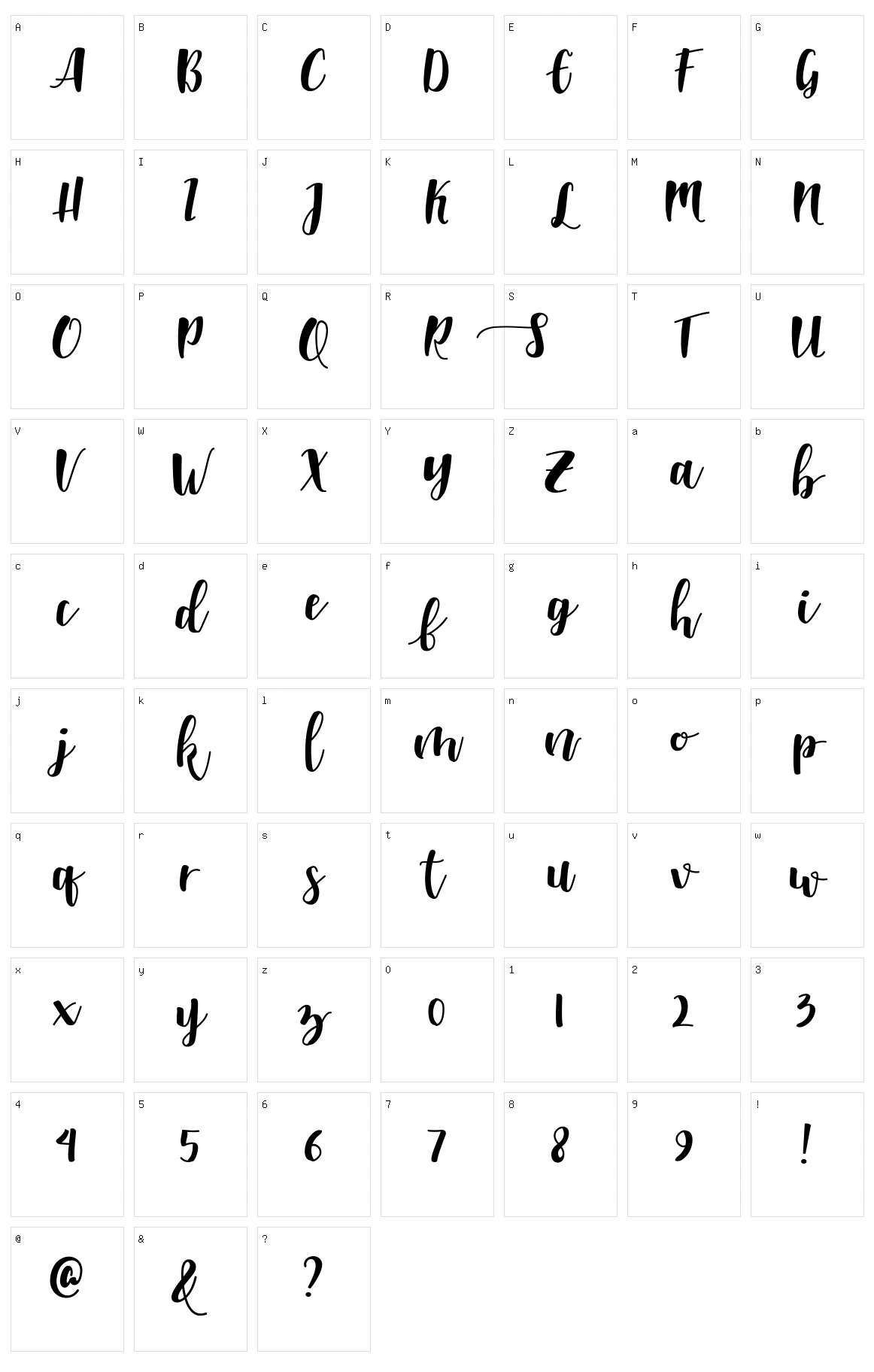 Shella Clean Character Set