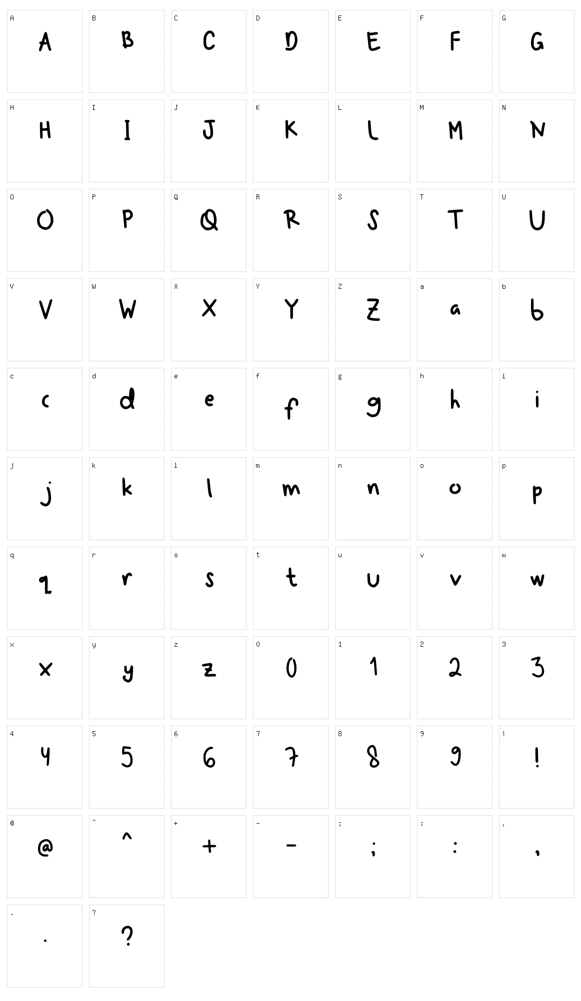 Shelly Character Set