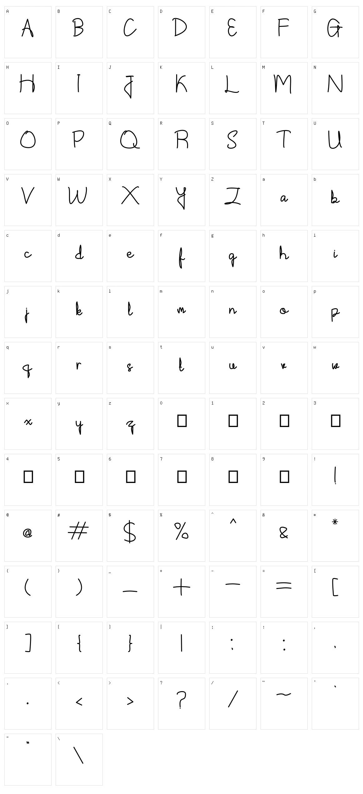 Shintelline Character Set