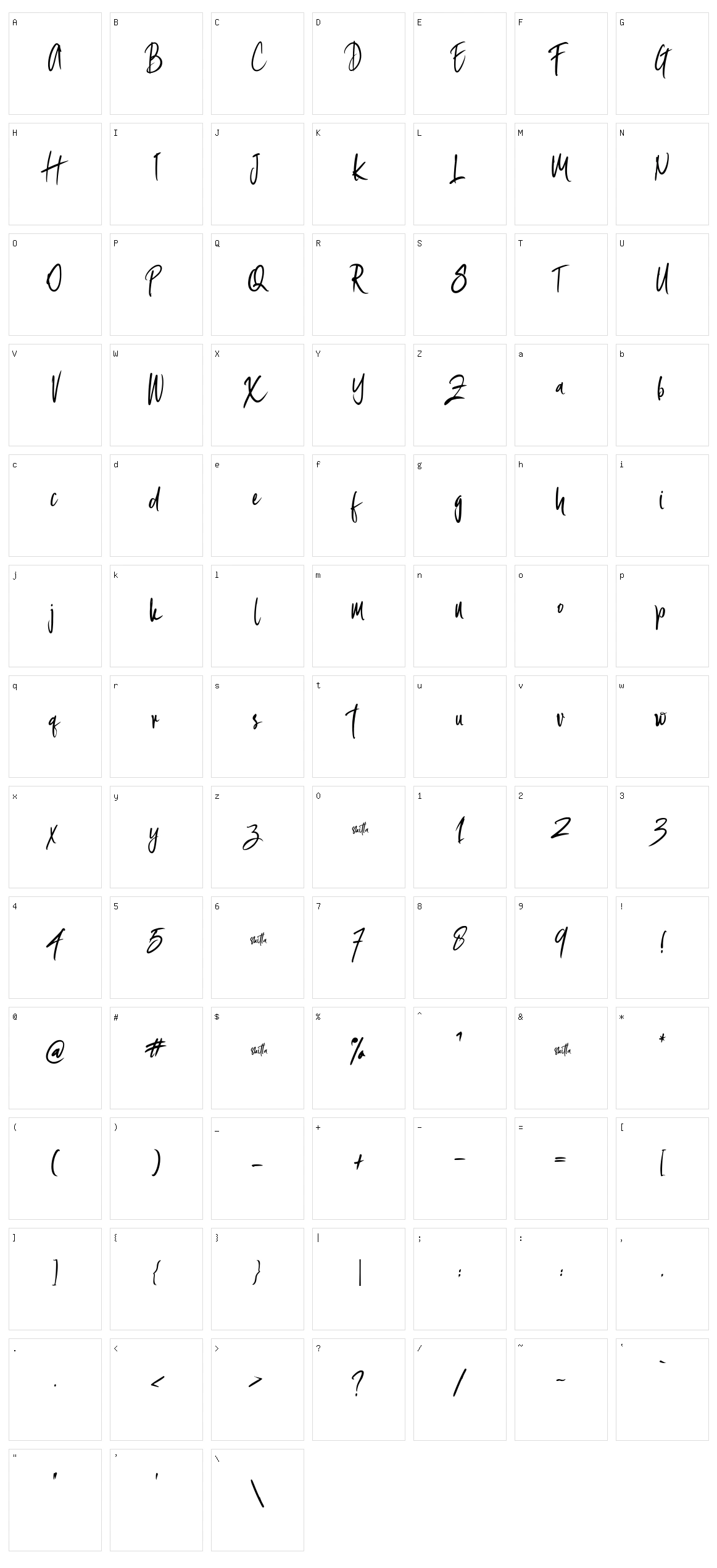 Shitta Character Set