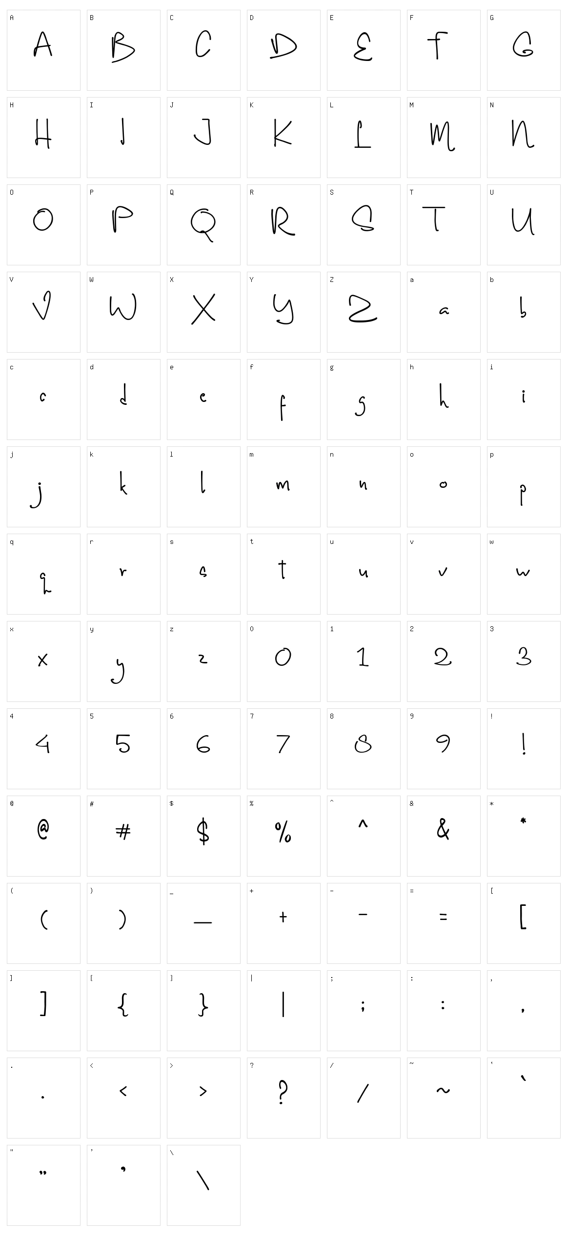 Shortime Character Set