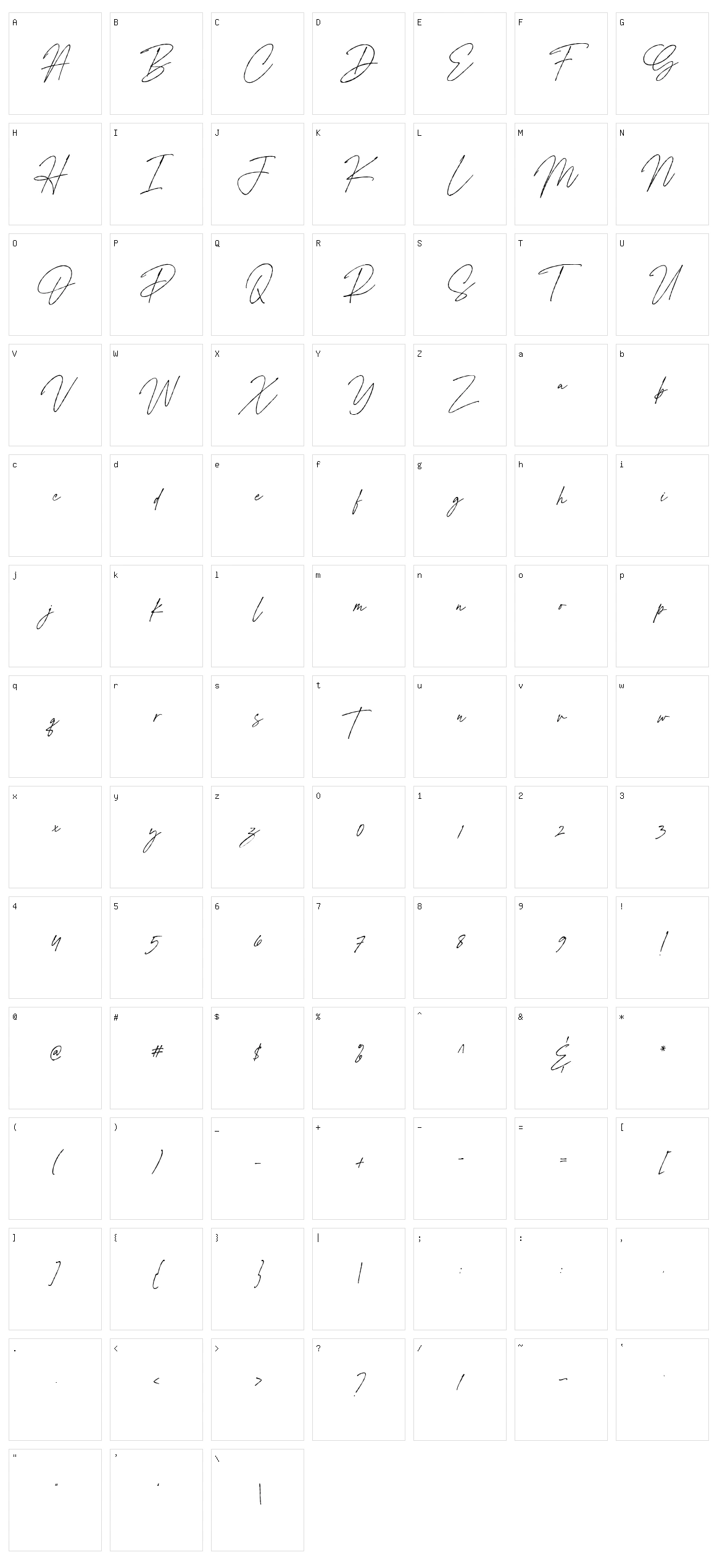 Signature Flavour Character Set