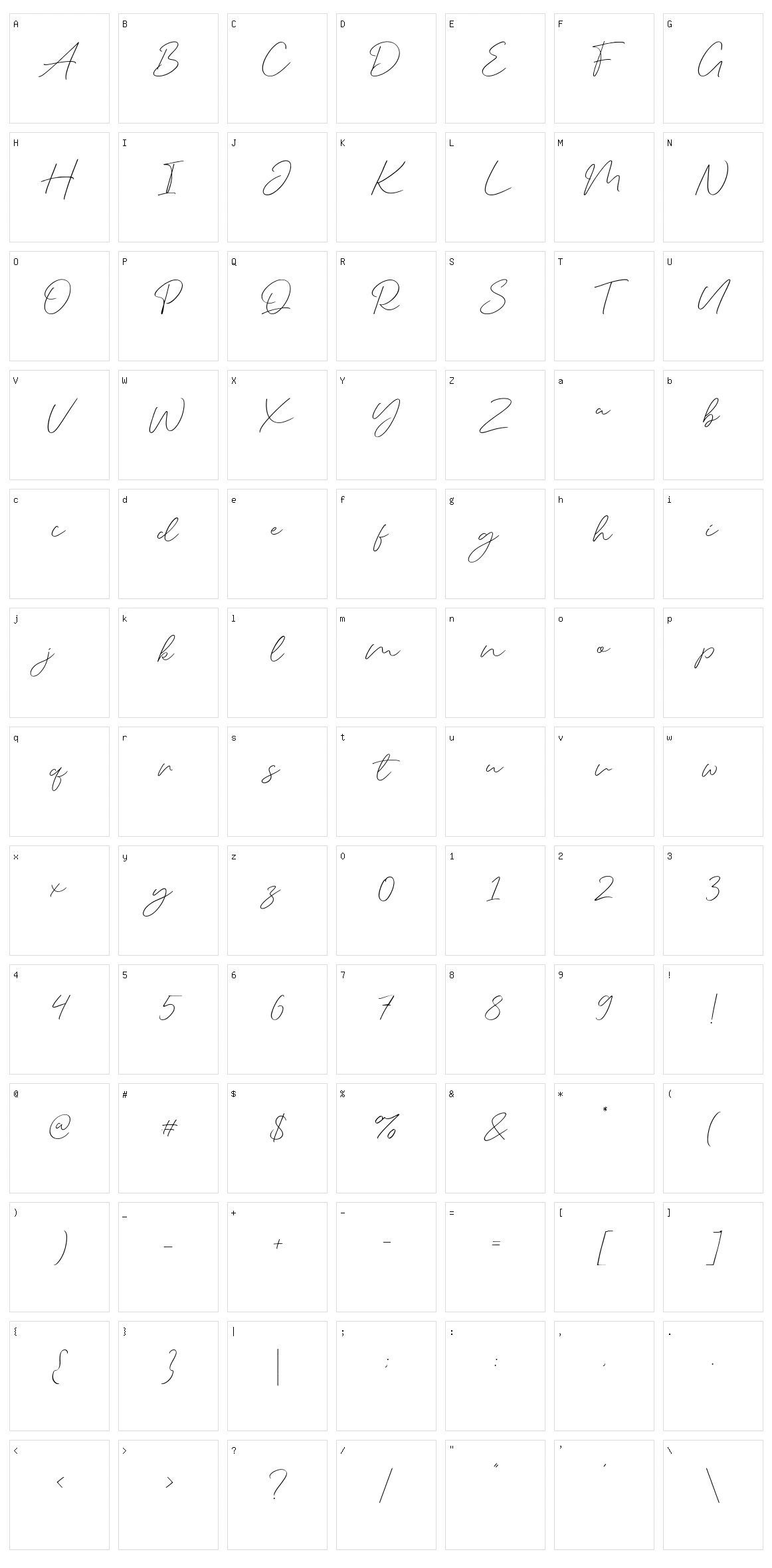 Silent Caroline Character Set