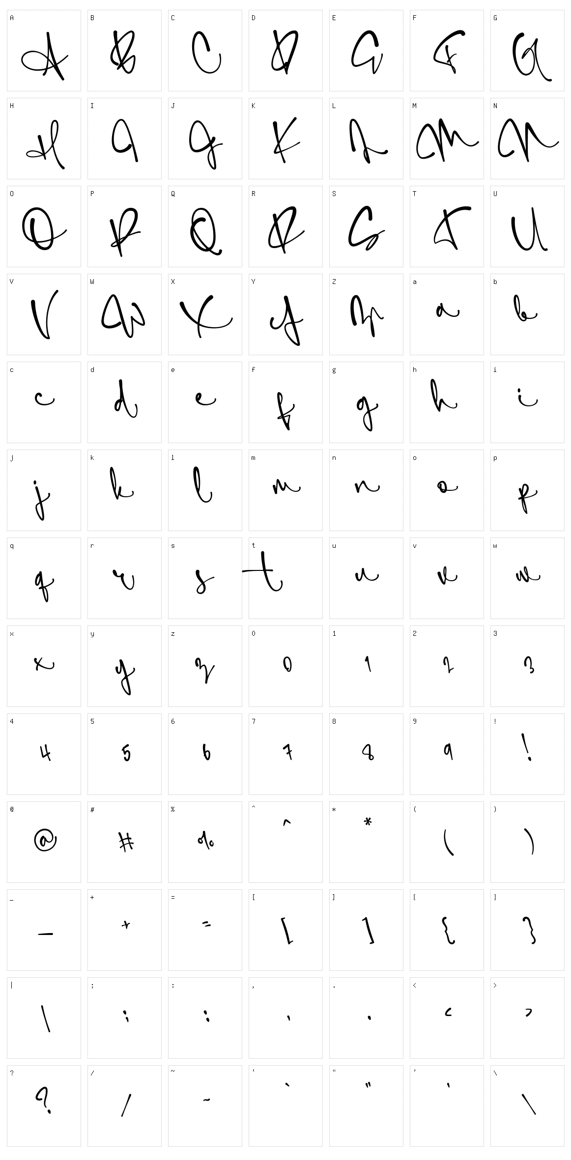 Simfony Sign Character Set