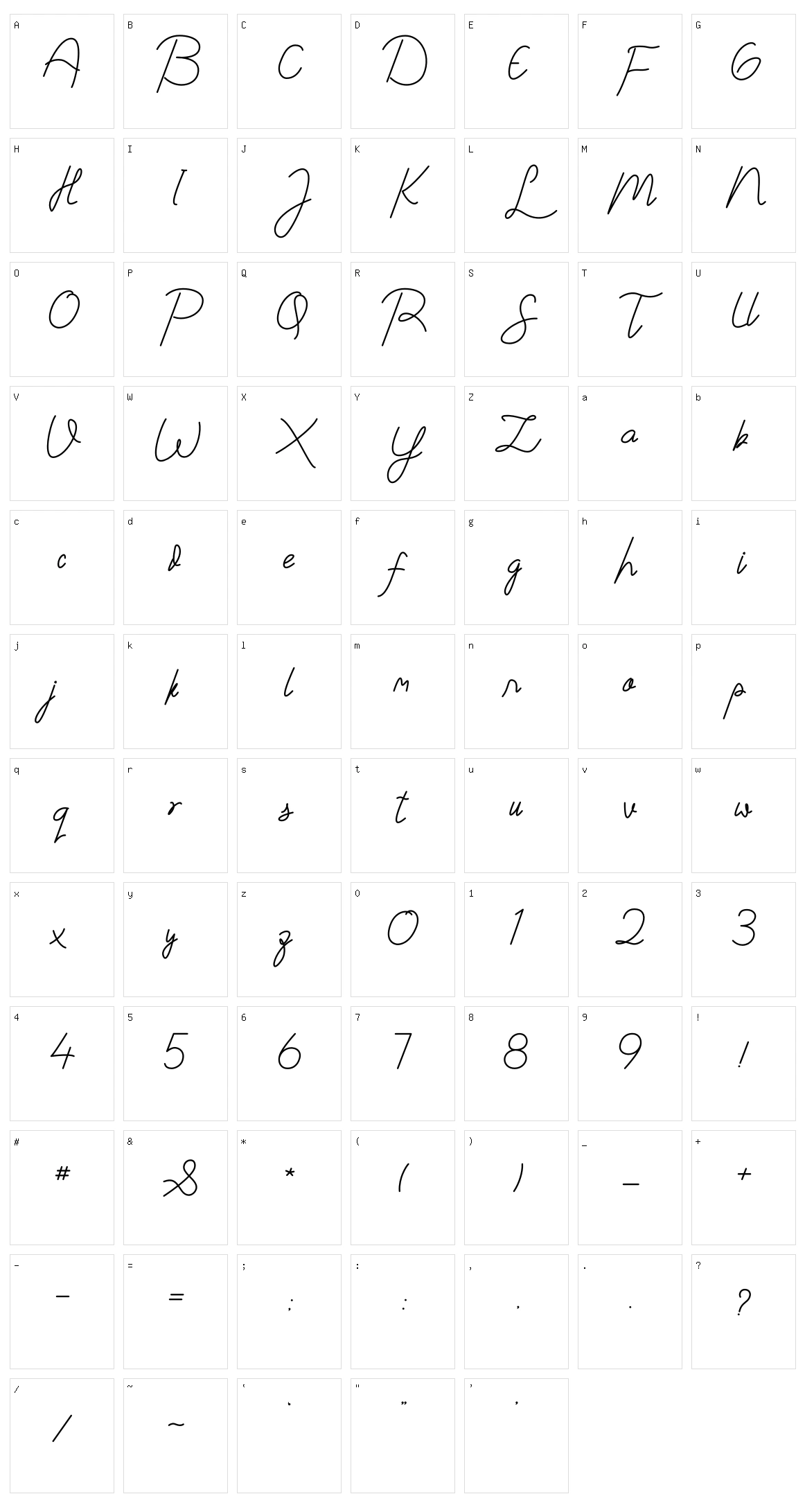 Simphony Signature Character Set