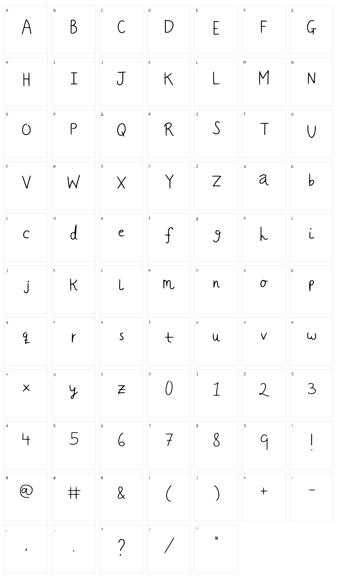 Simple Handwriting Character Set