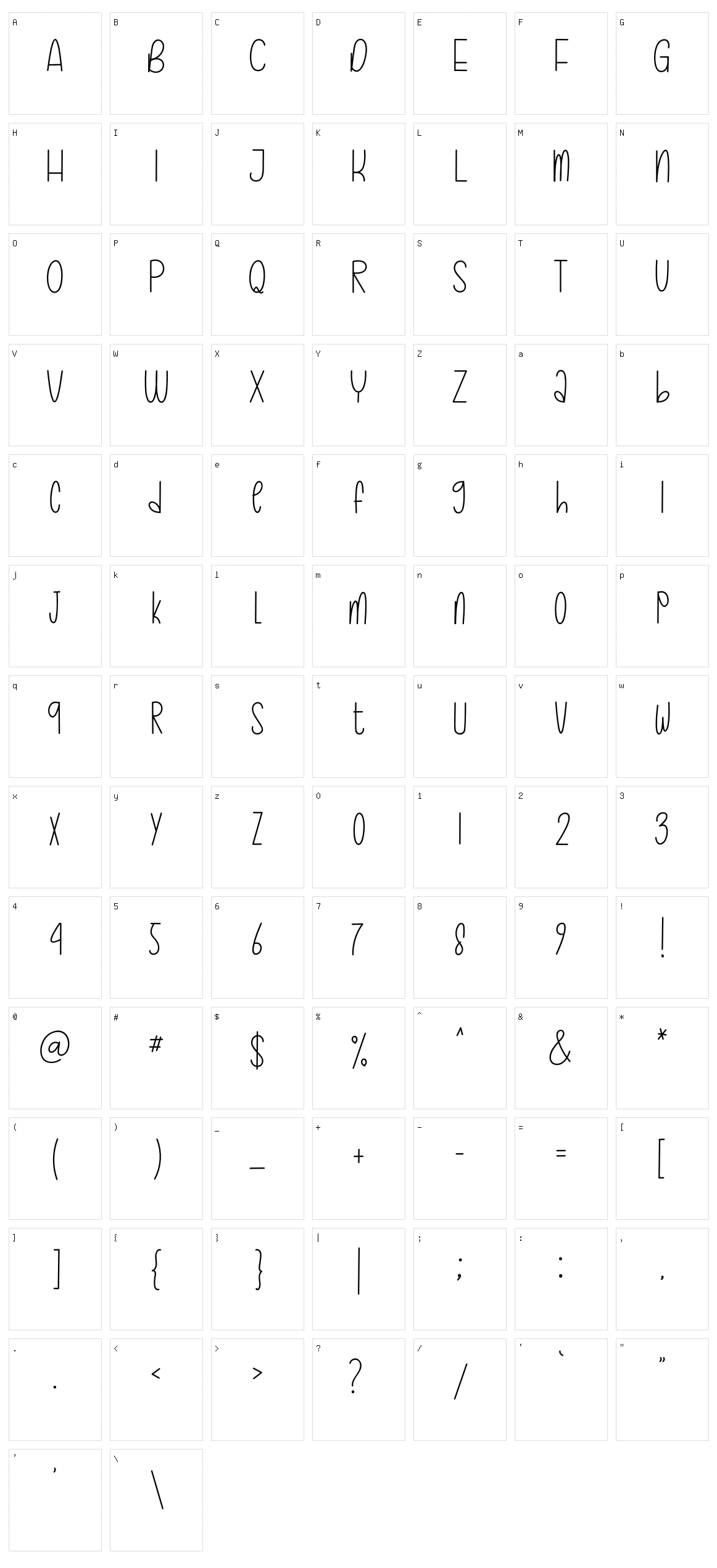 Simple Handwriting Character Set