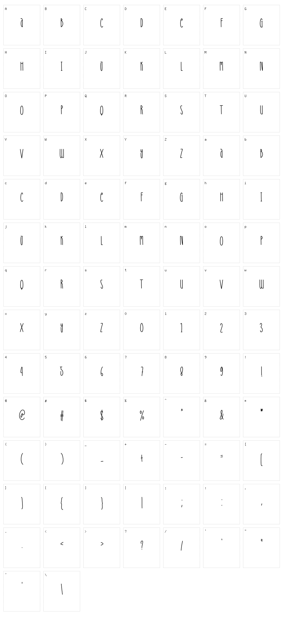 Simplebook Character Set
