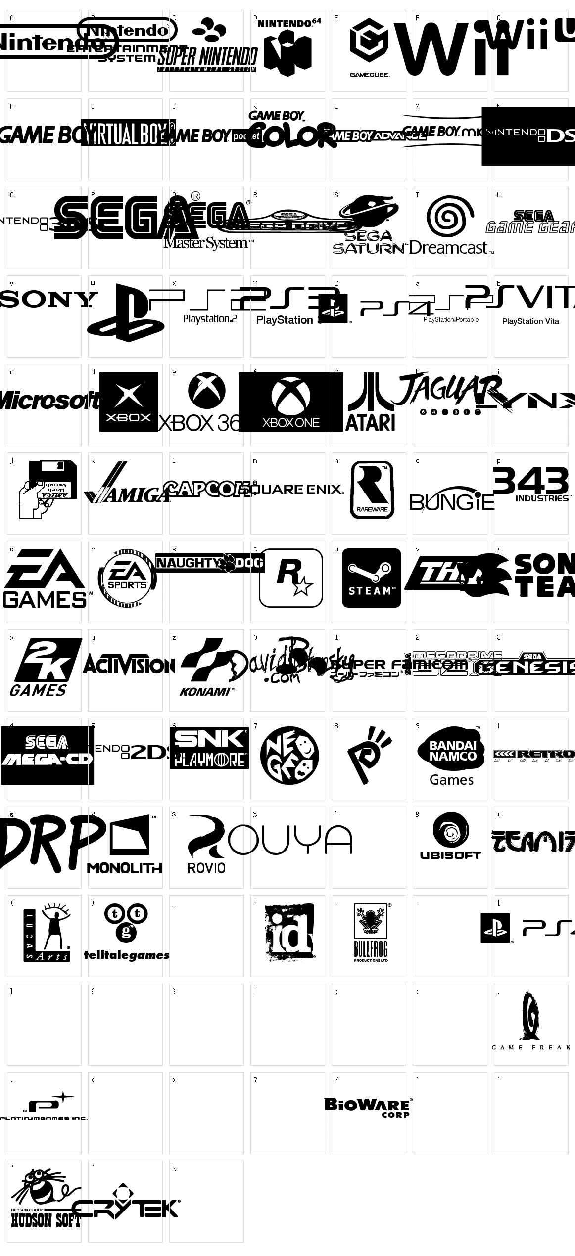 Game Logos Character Set