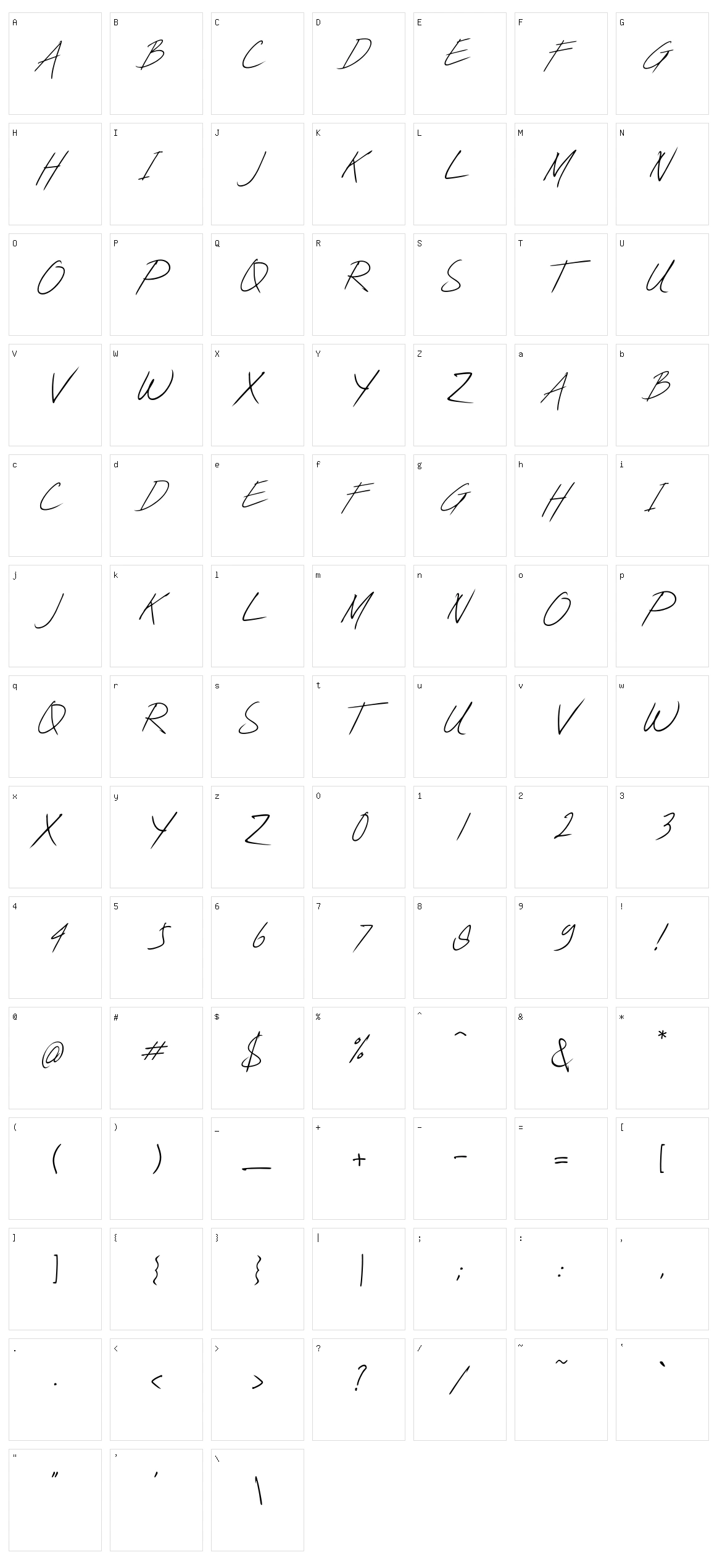 Sketchen Allcaps Character Set