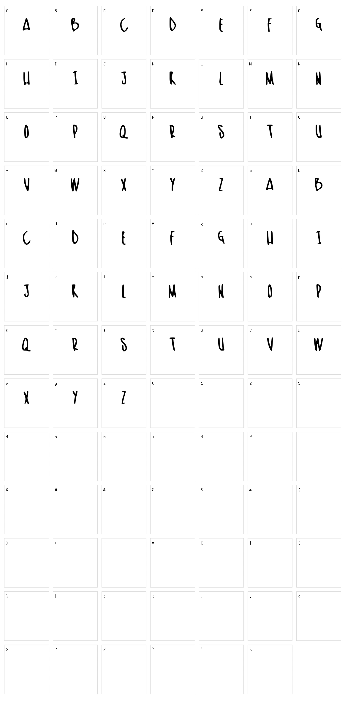 Skinish Character Set