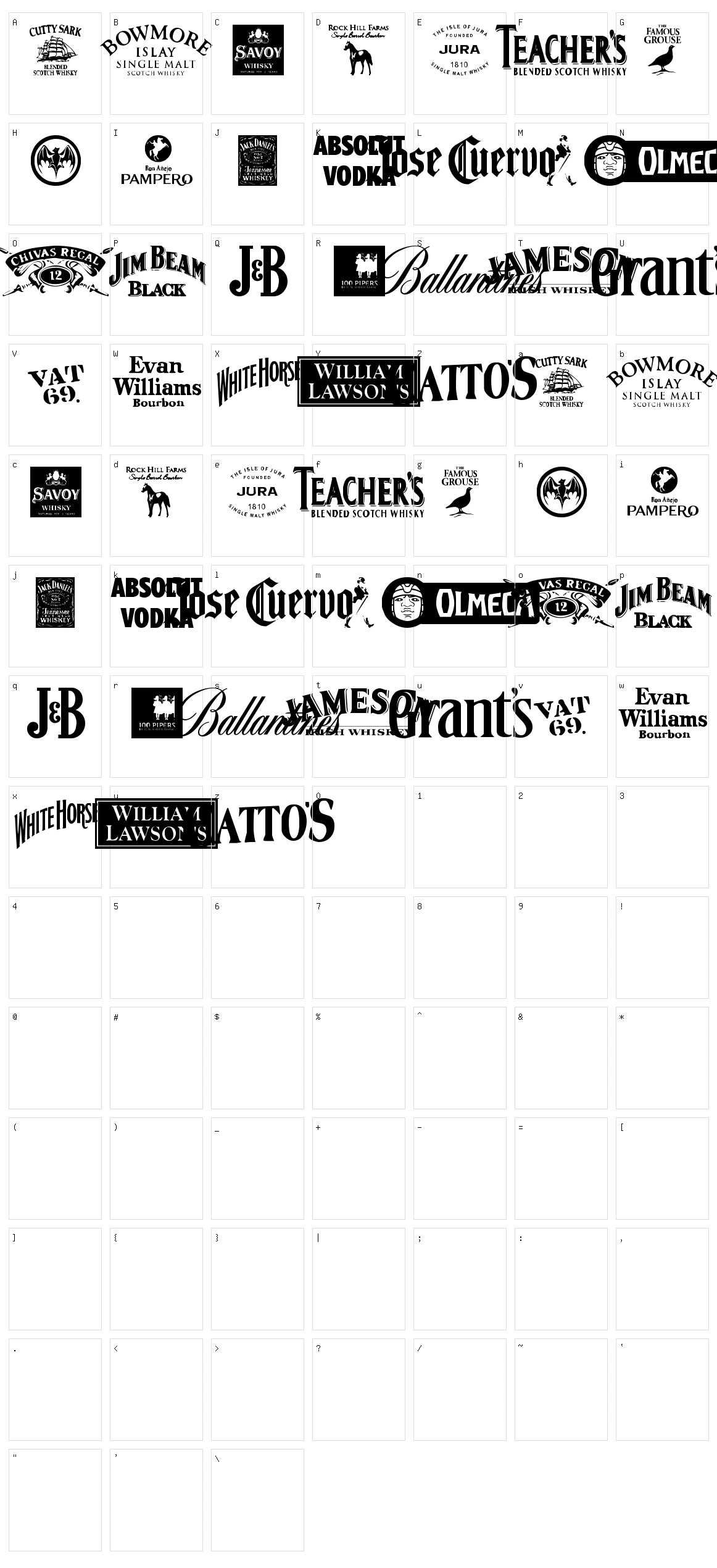 Spirits dots drinks Character Set