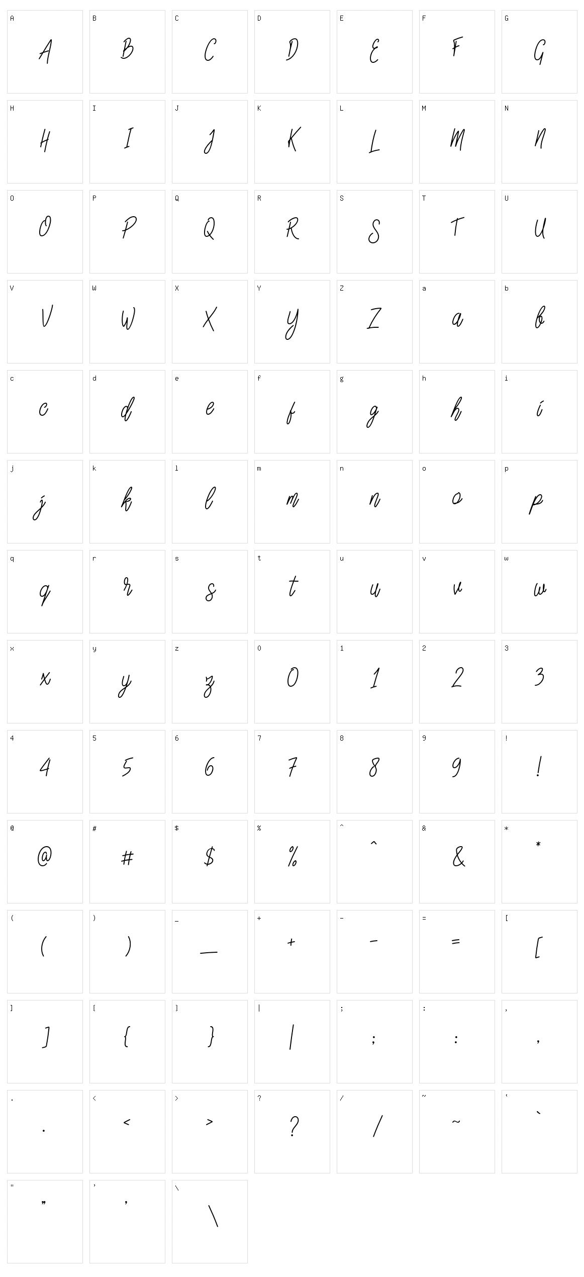 Slainte Script Character Set