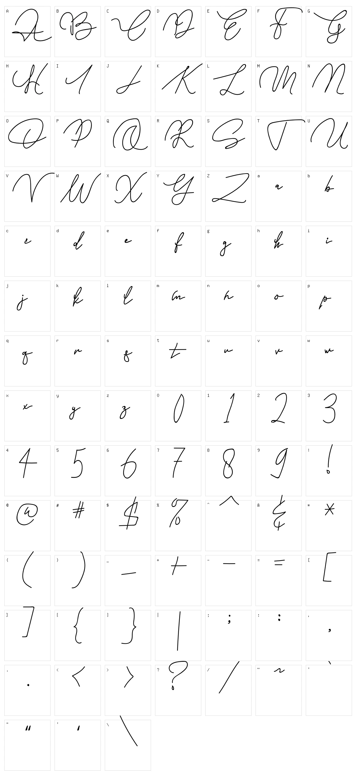 Slim Simple Character Set