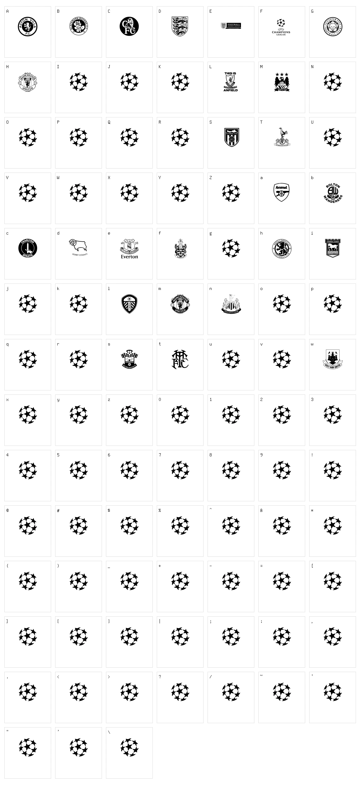 Premiership Character Set