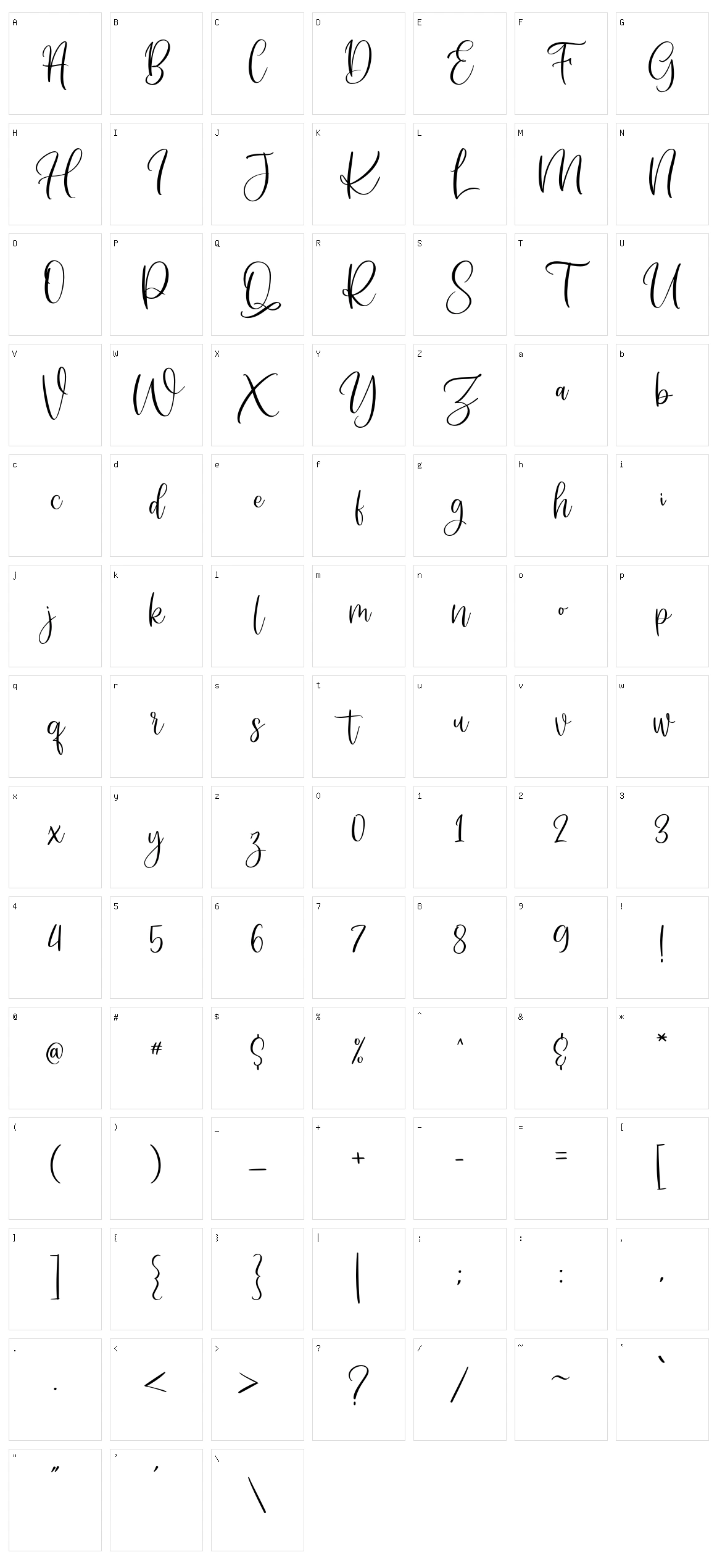 Someday Script Character Set