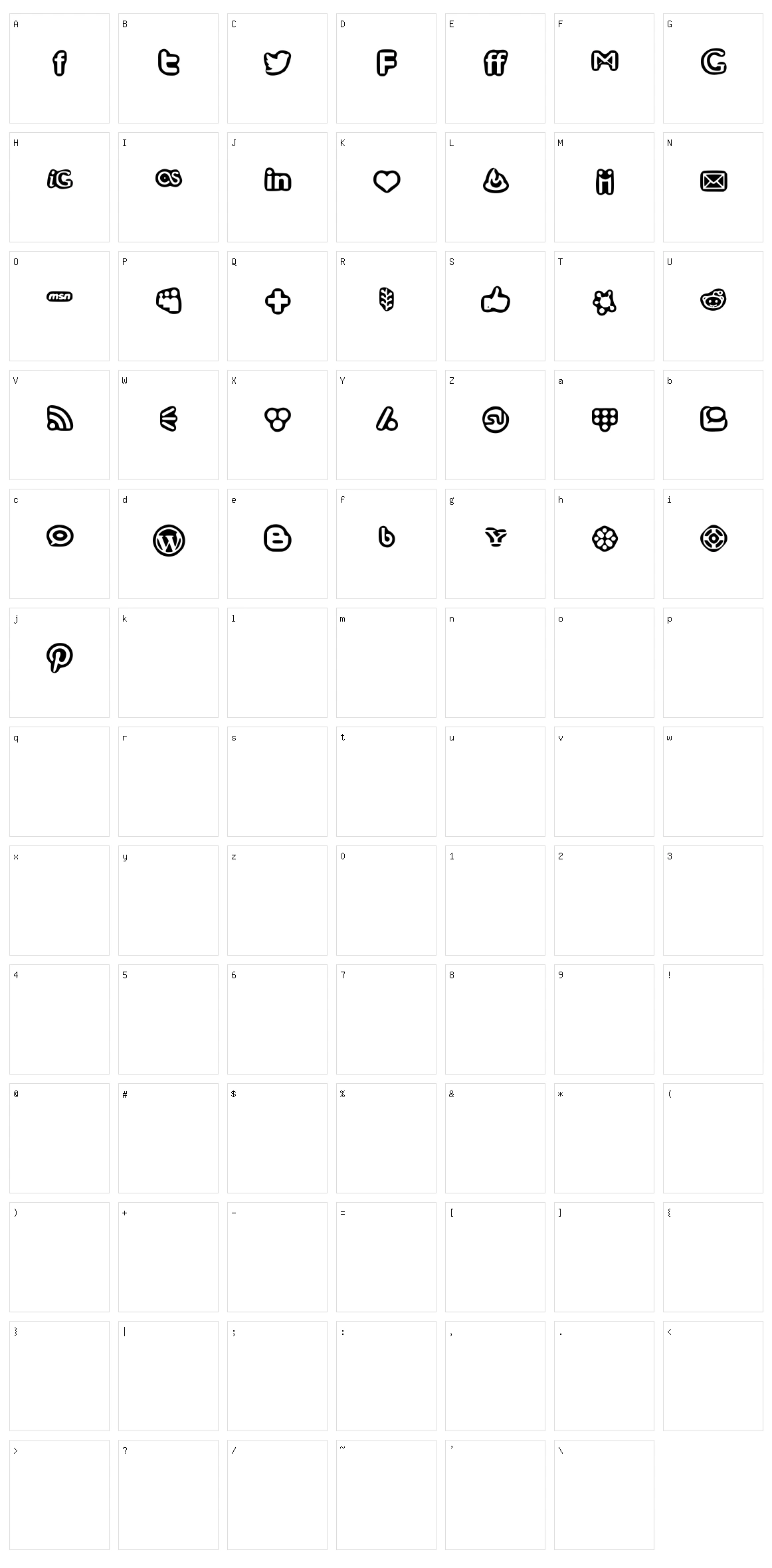 Social Media Icons Bold Character Set