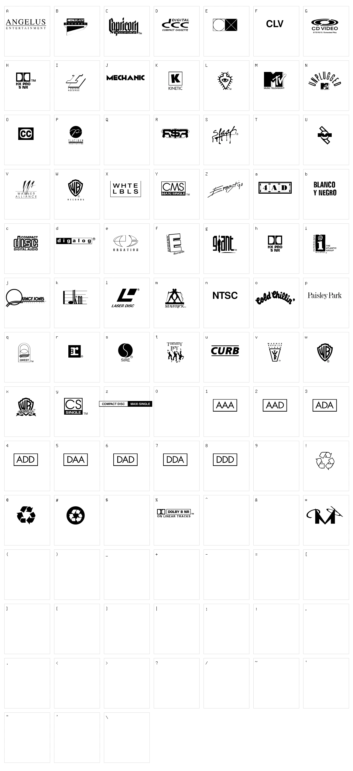 Warner Logo Font Nine Character Set