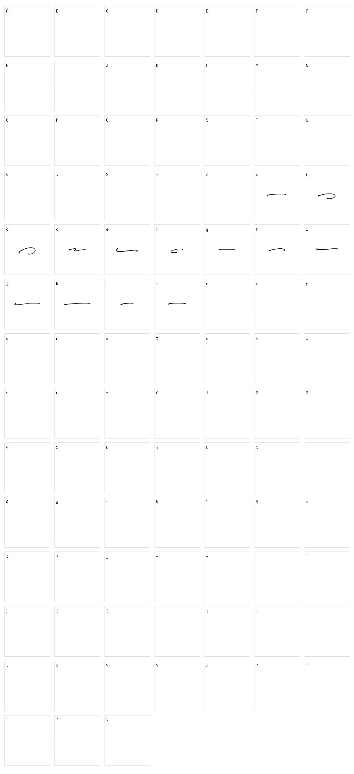 Speed Written Character Set