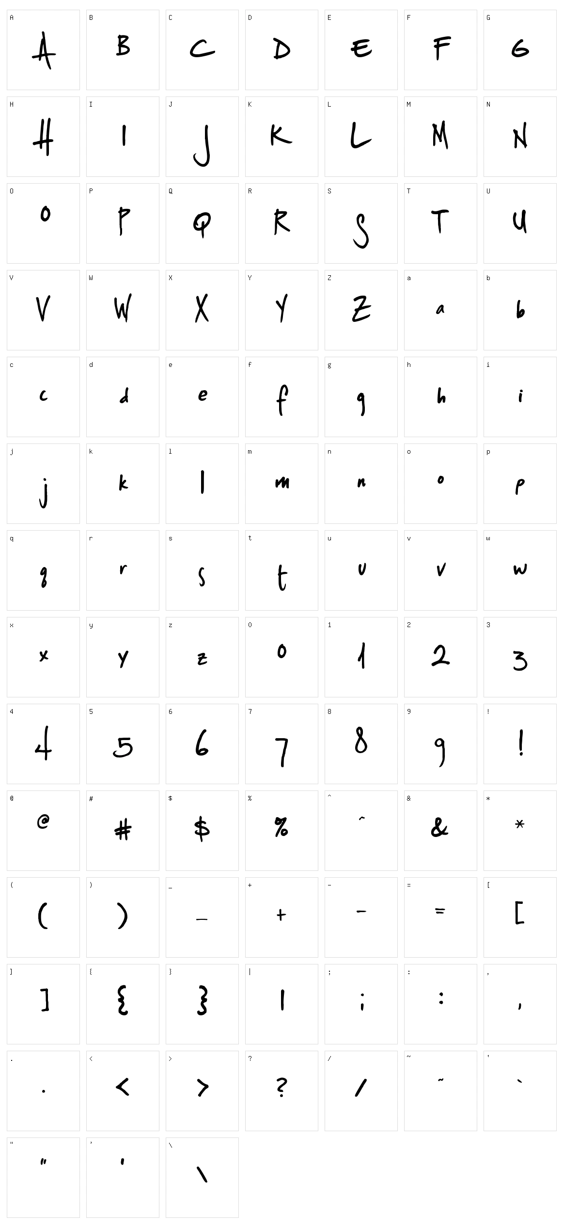 Splurge Character Set