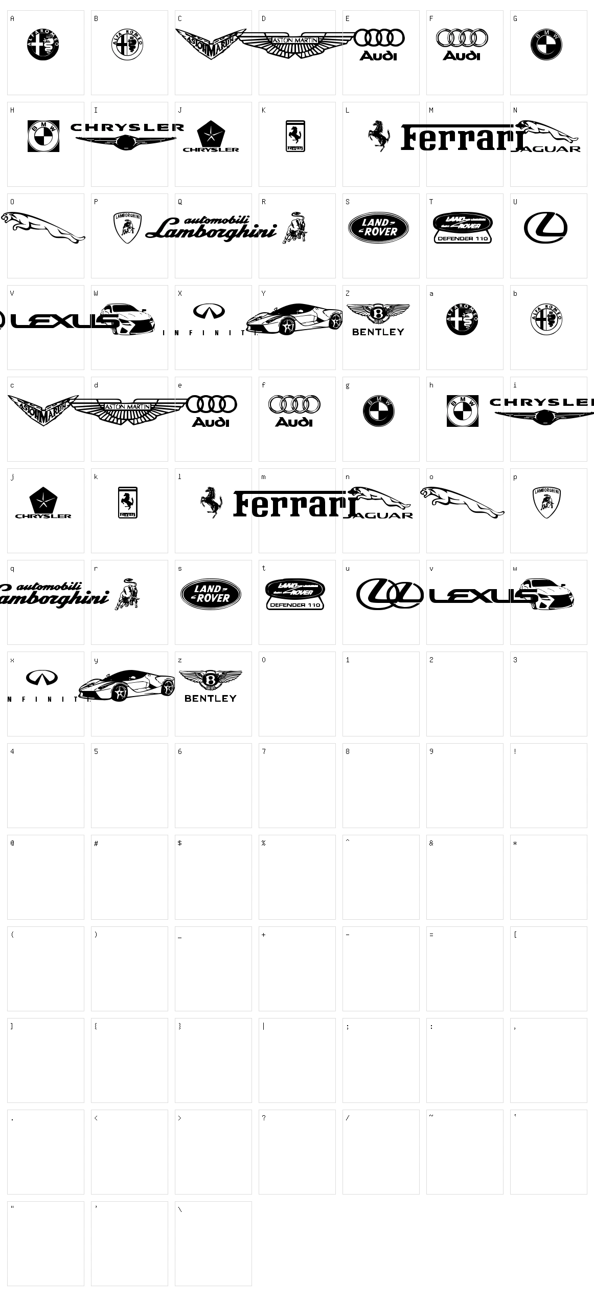 Famous Car 1 Character Set