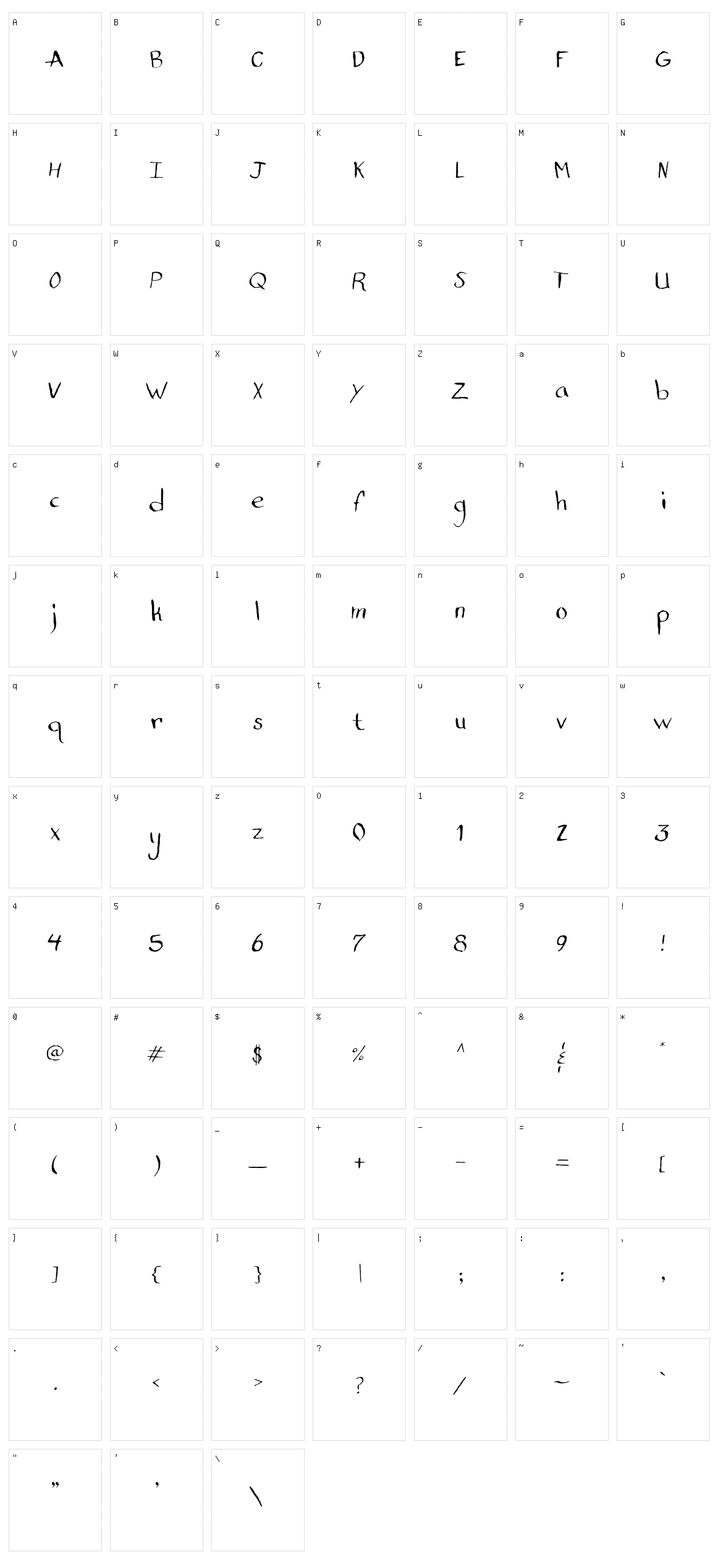 Standard Nib Handwritten Character Set
