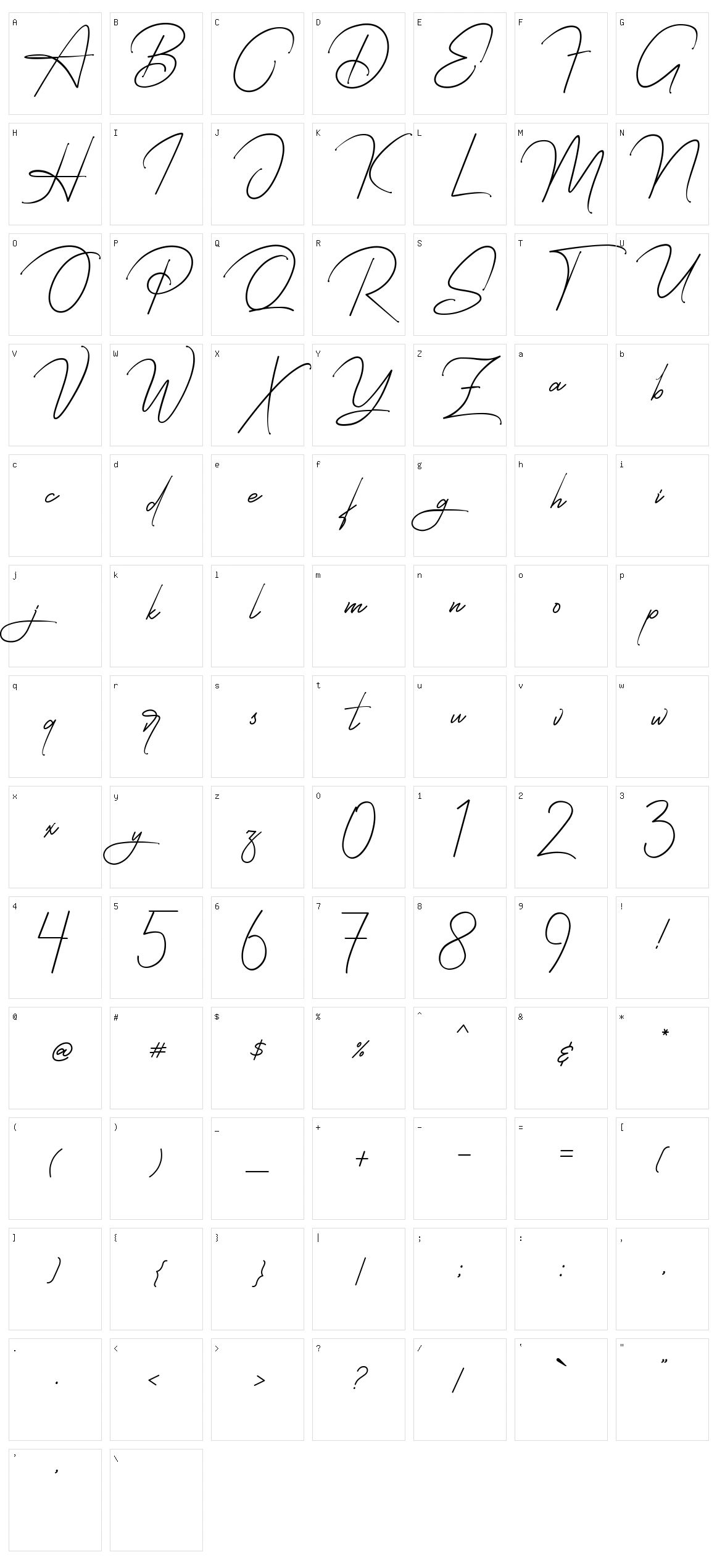 Starcity Script Character Set