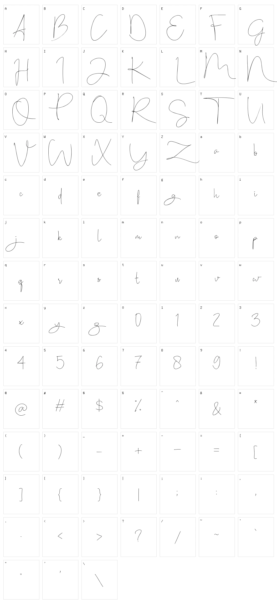 Stealletto Character Set