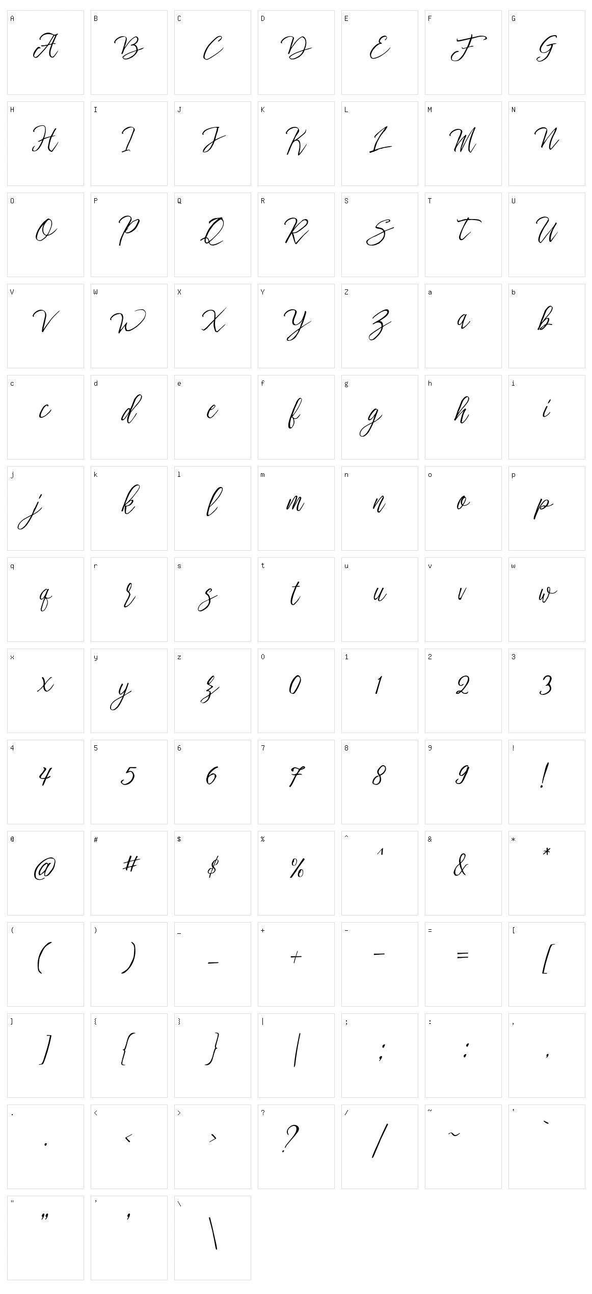 Stefhanie Typeface Character Set