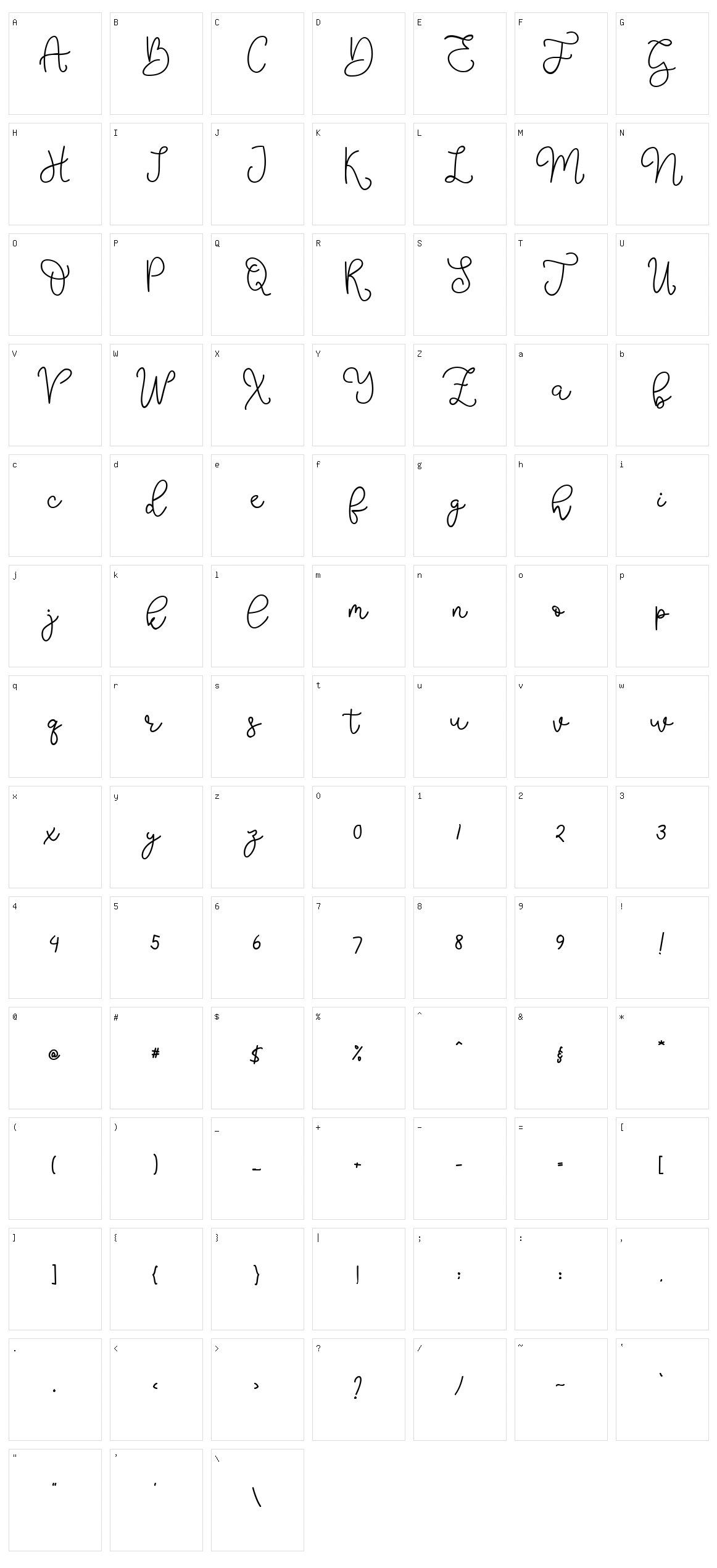Stellova Character Set